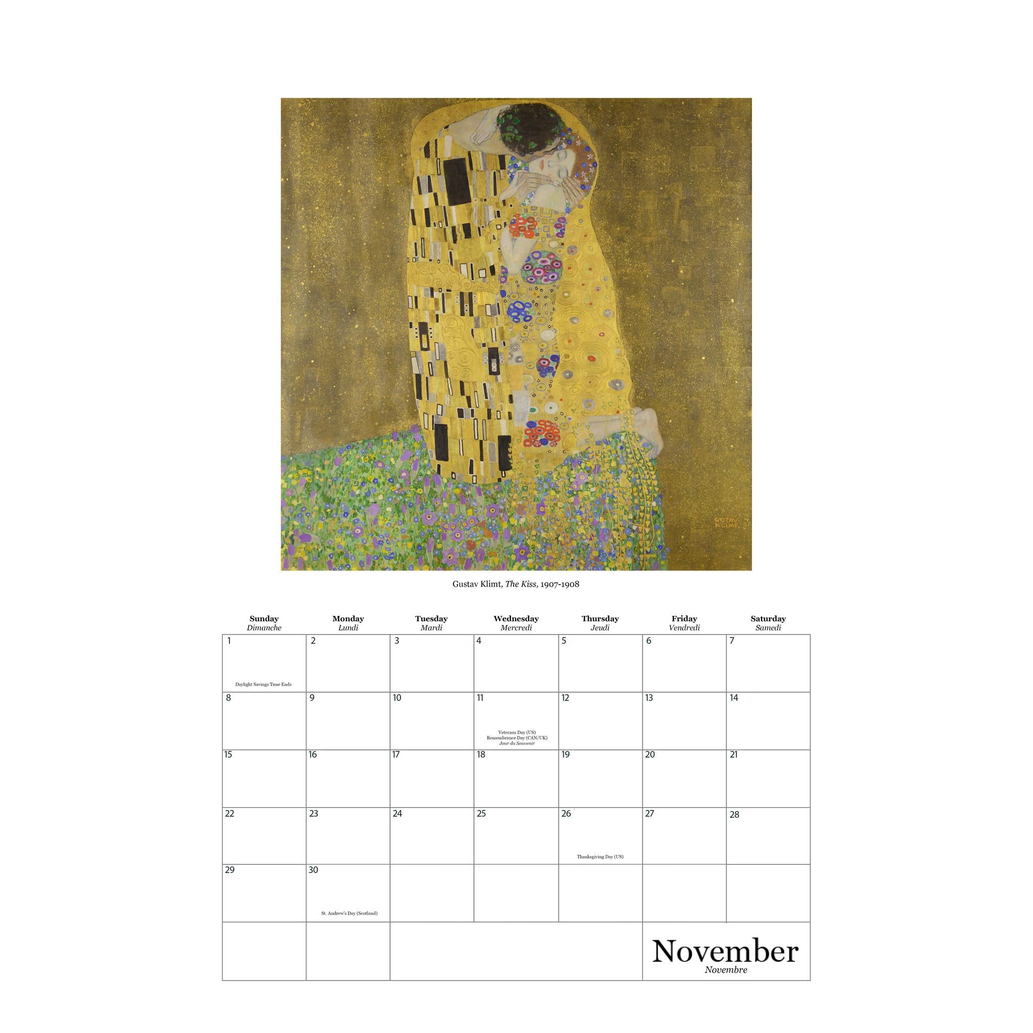 Calendrier des tableaux les plus célèbres (affiche 2026)