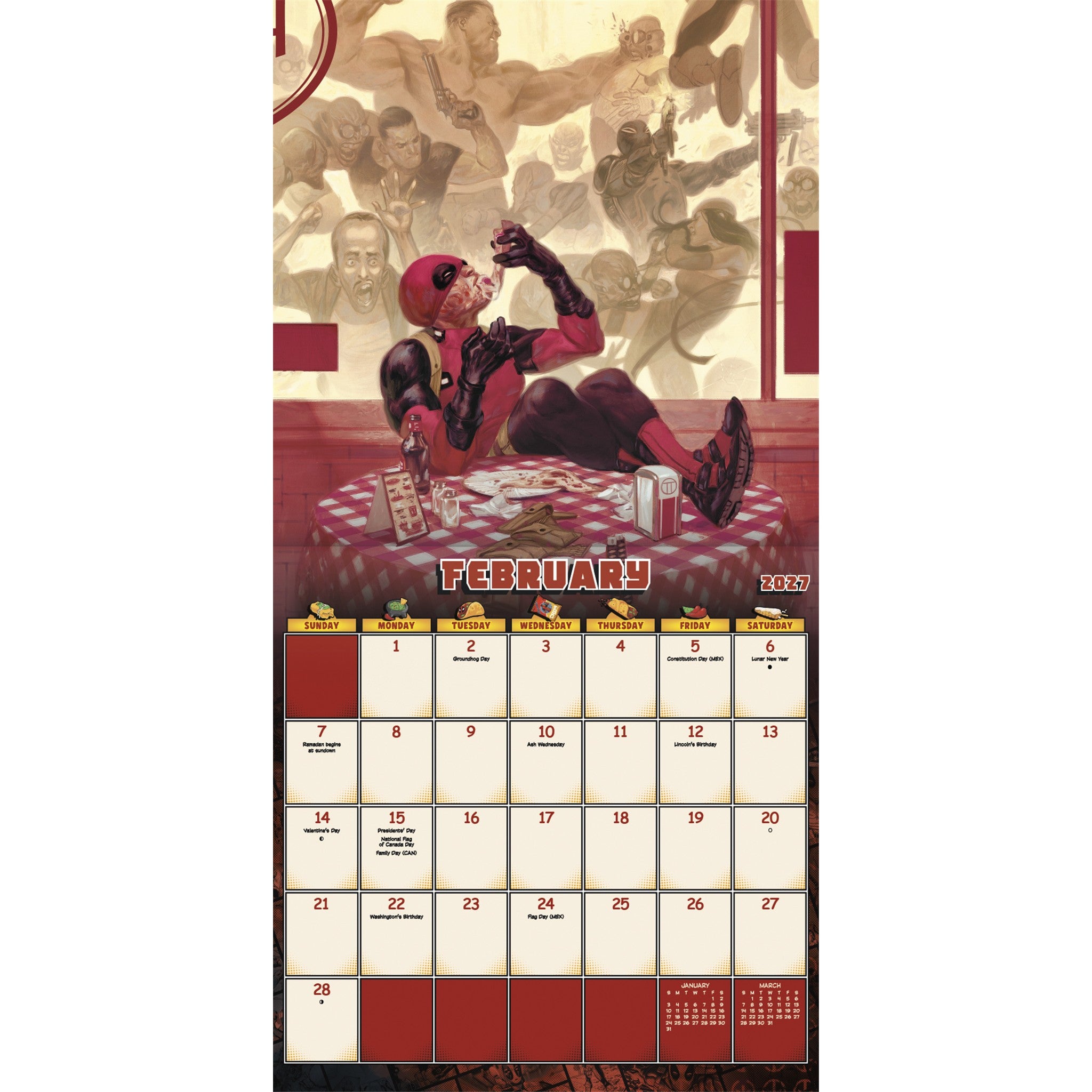 Calendrier mural Deadpool 2027