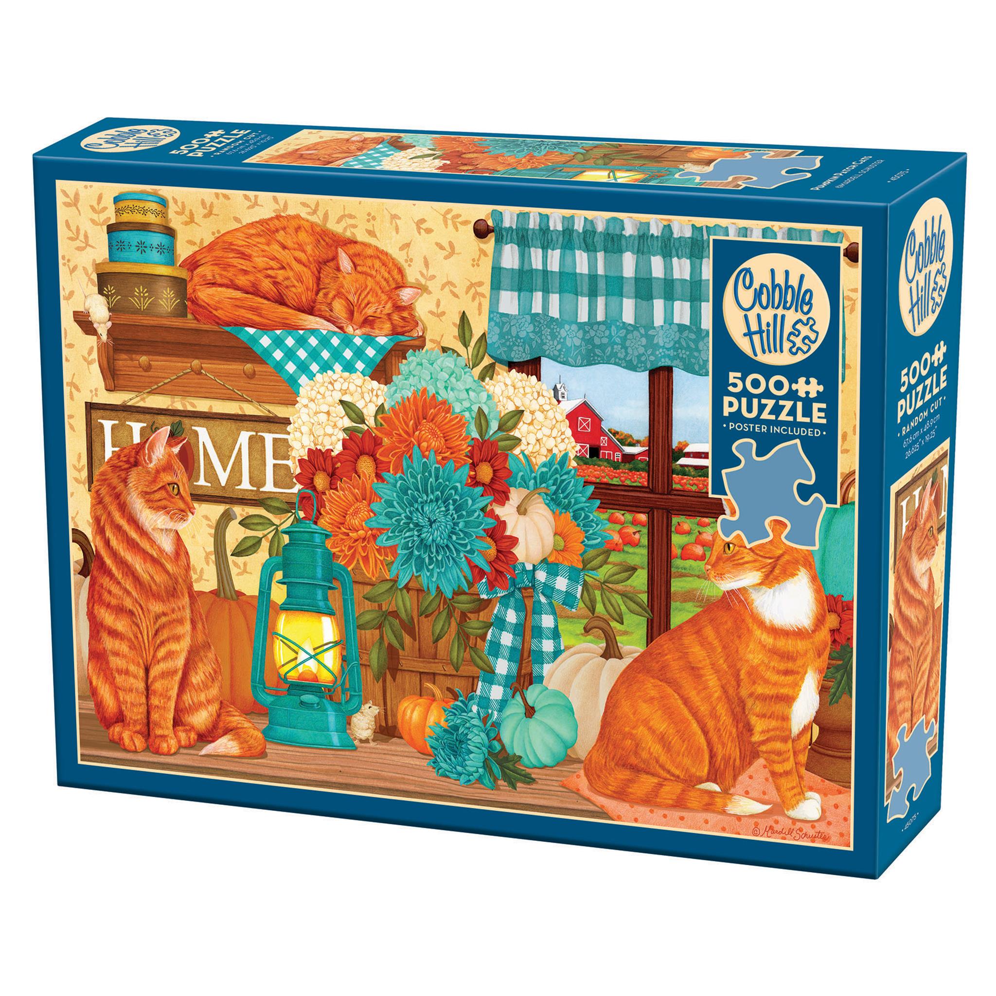 Puzzle de 500 pièces Pumpkin Patch Cats Cobble Hill