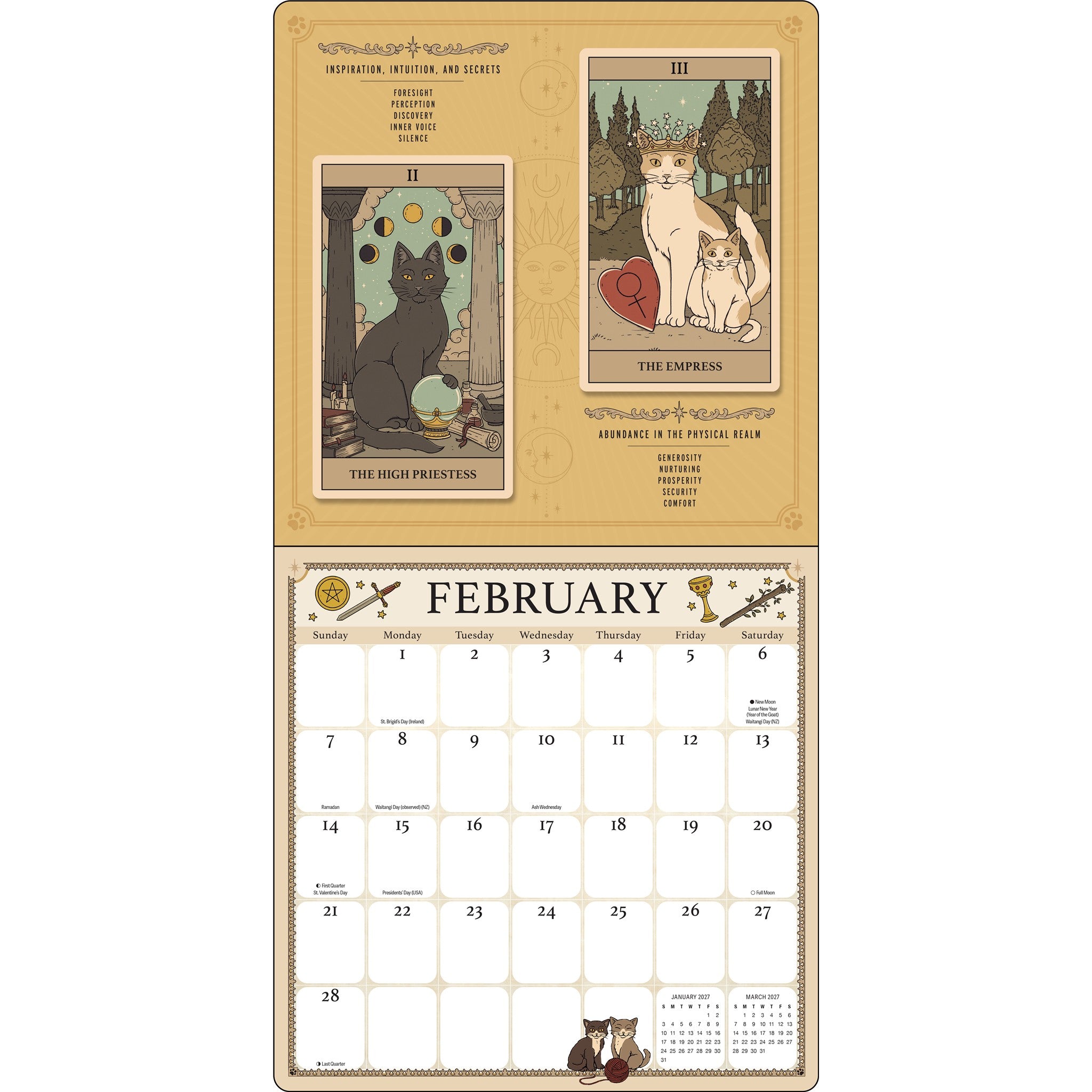 Cats Rule the Earth Tarot 2027 Wall Calendar