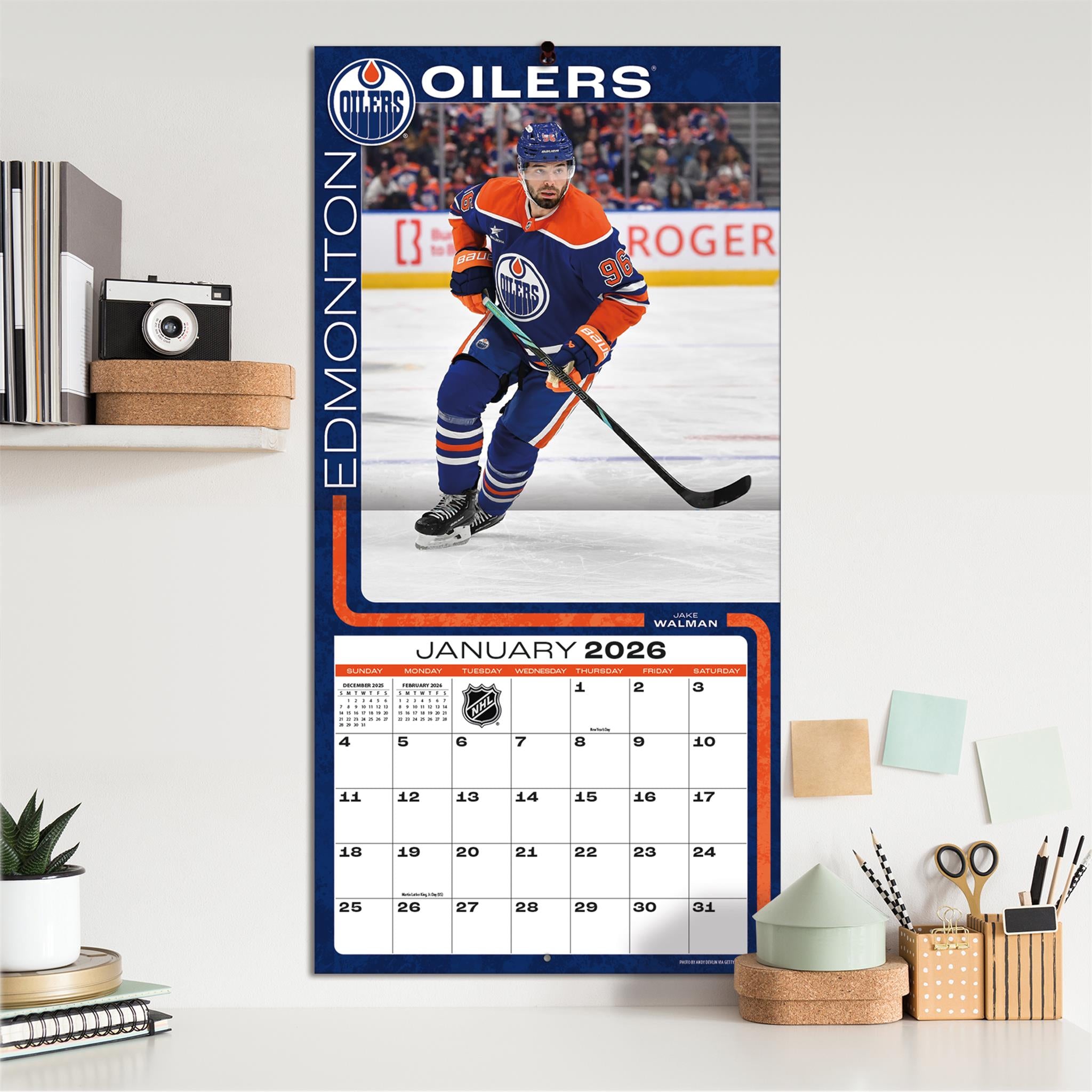 Calendrier mural 2026 des Oilers d'Edmonton de la LNH