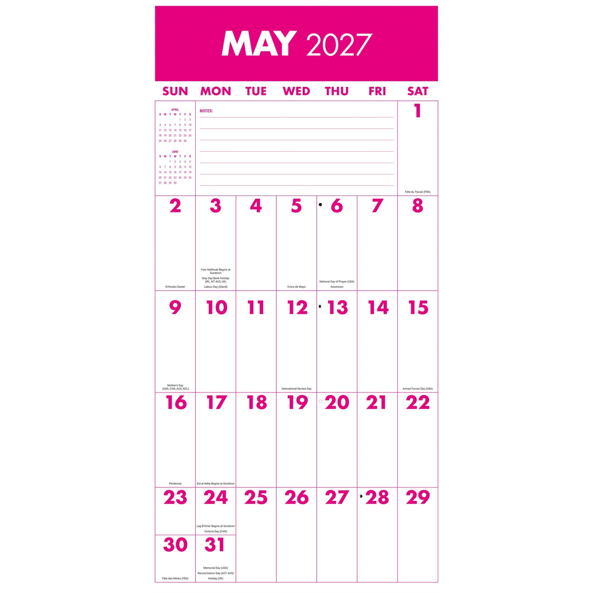 Calendrier Mural Mega Grid 2027