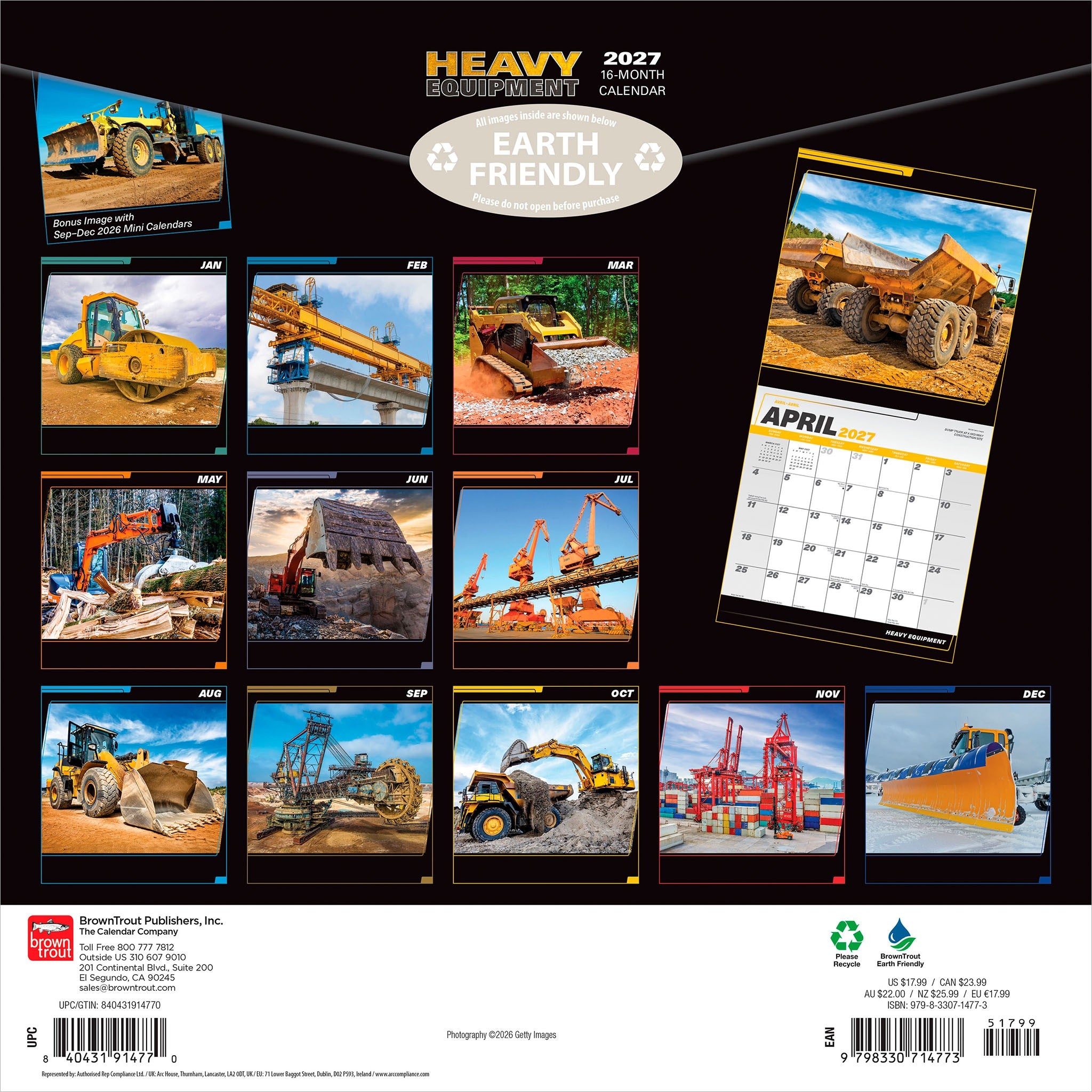 Heavy Equipment 2027 Wall Calendar