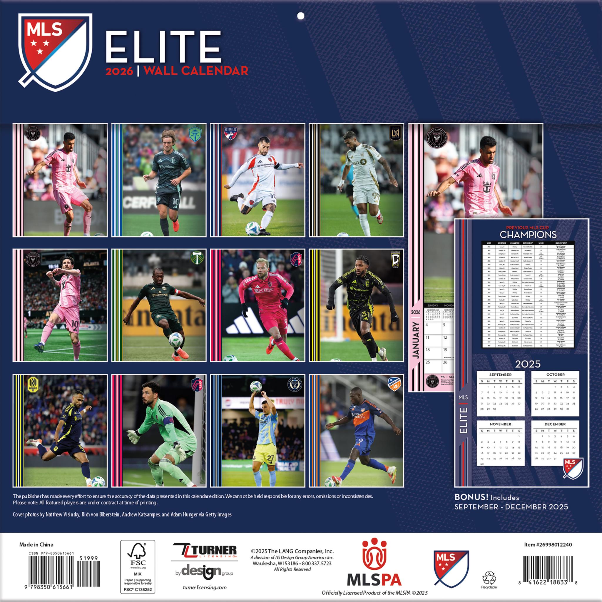 Calendrier mural MLS Elite 2026