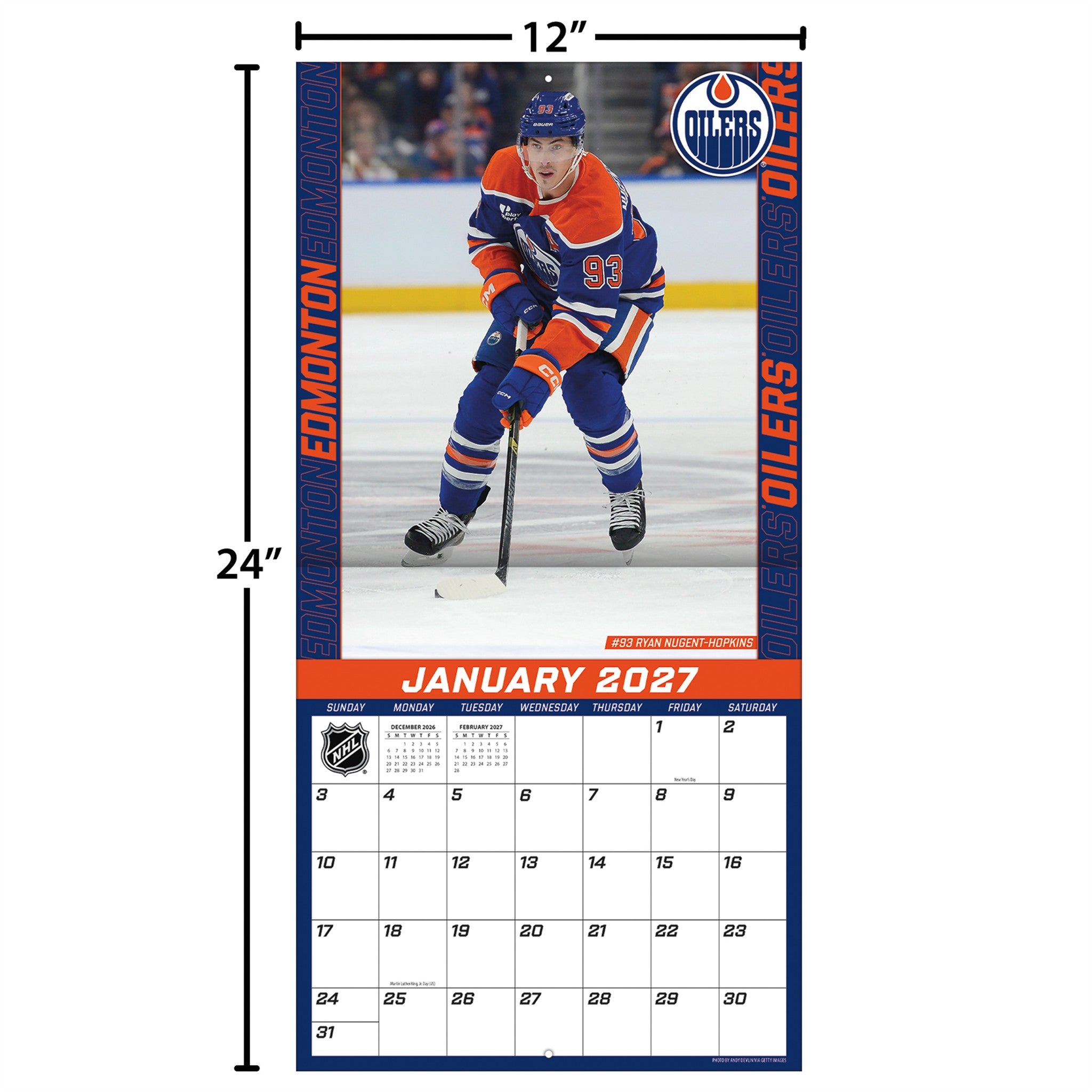 NHL Edmonton Oilers 2027 Wall Calendar