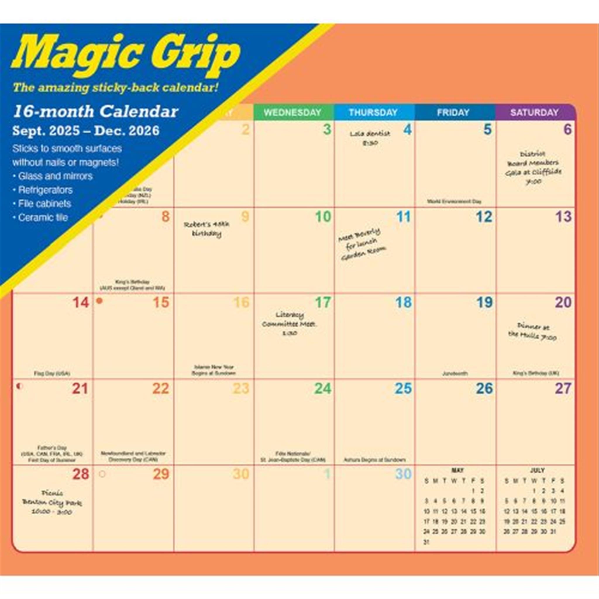 Calendrier mural exclusif Rainbow Jumbo Magic Grip 2025-2026