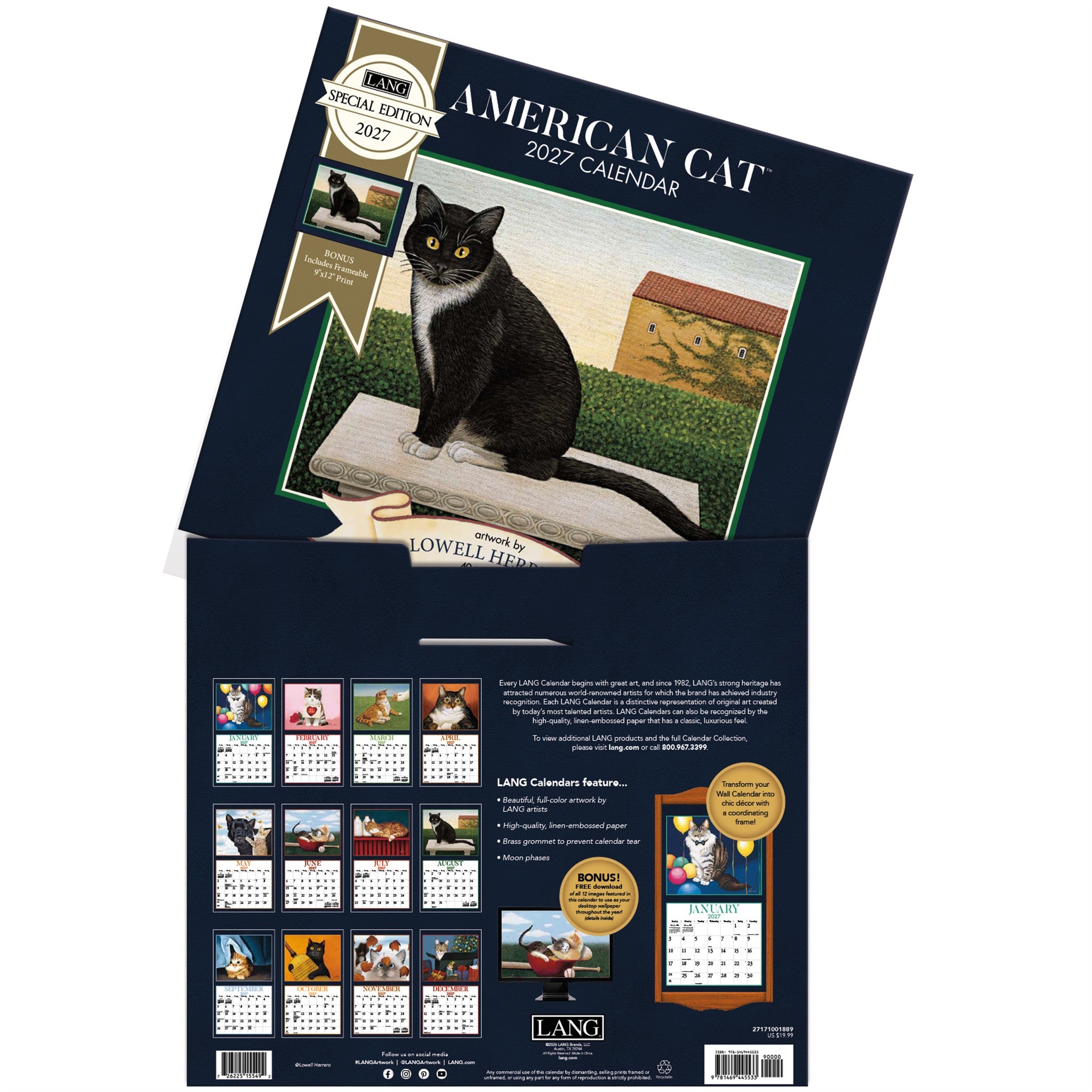 American Cat Special Edition with Print 2027 Wall Calendar