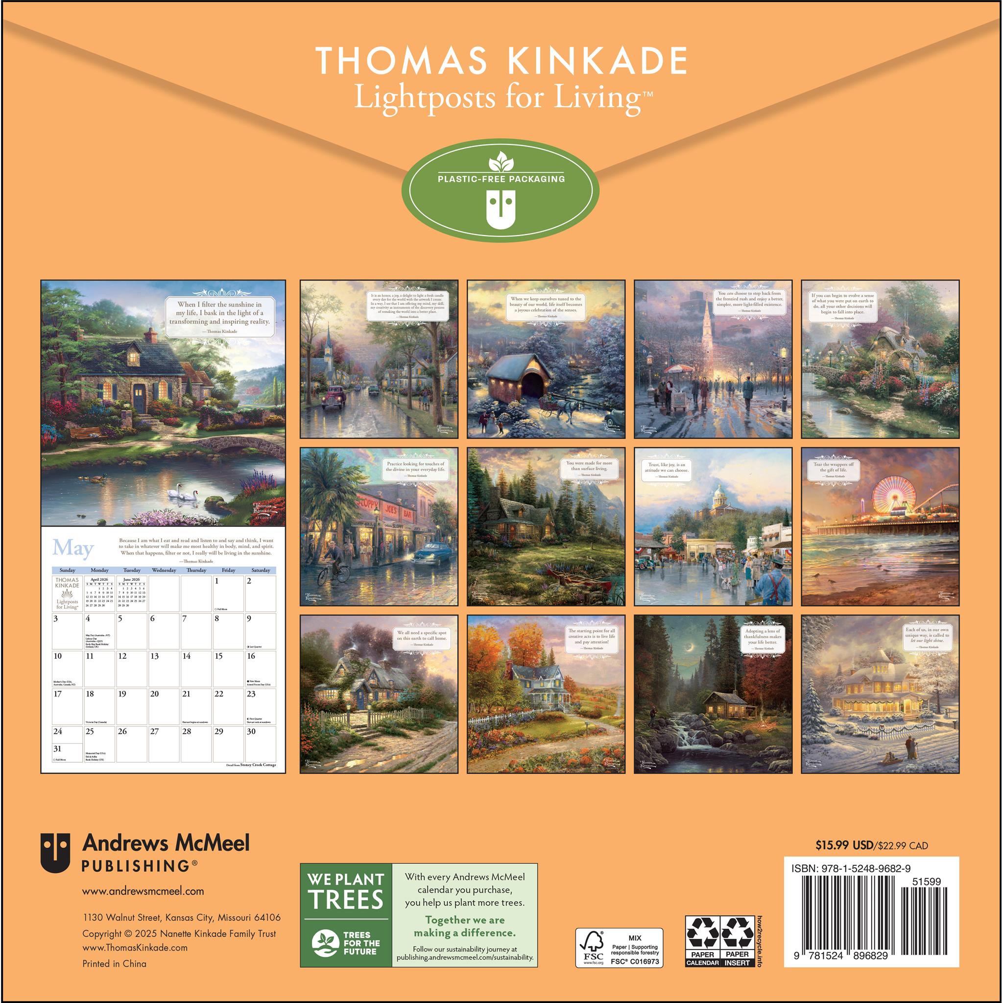 Kinkade Lightposts For Living 2026 WallCalendar