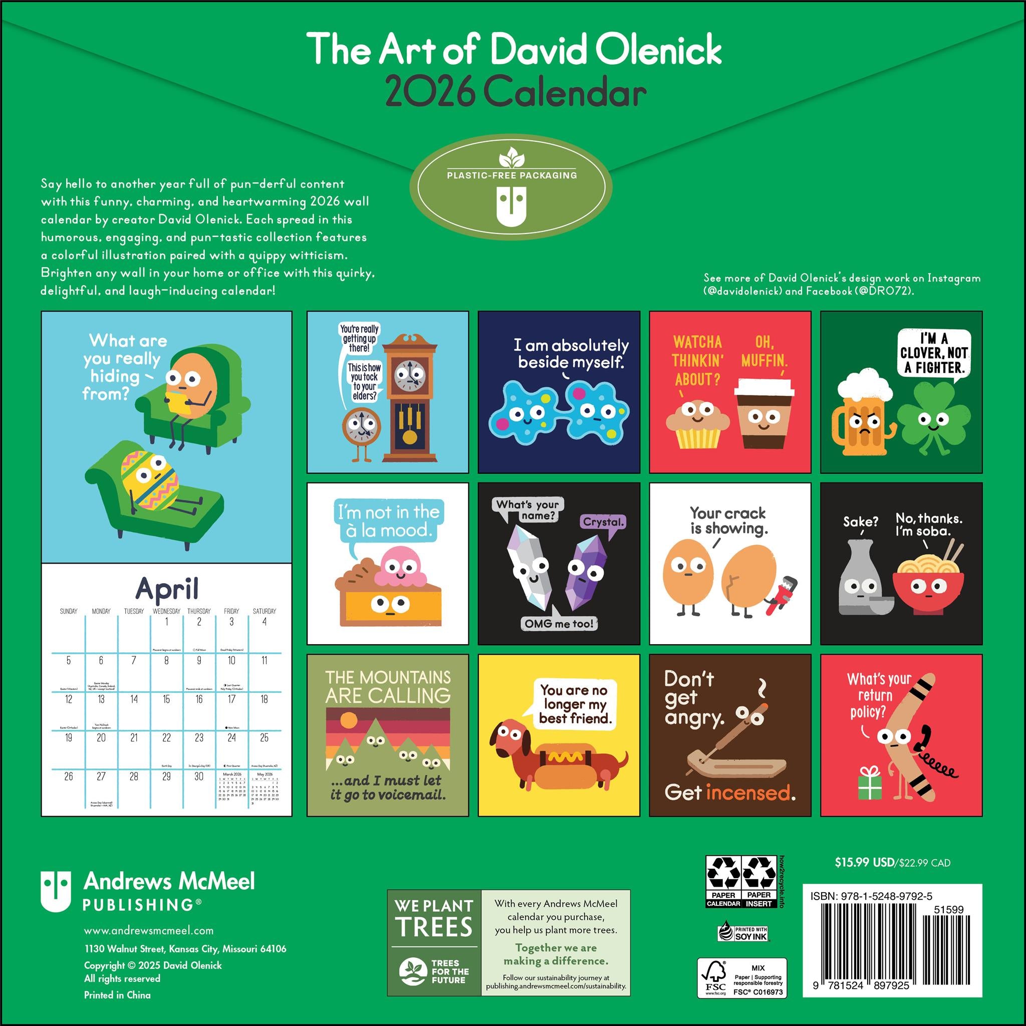 Art Of David Olenick 2026 Wall Calendar - Online Only