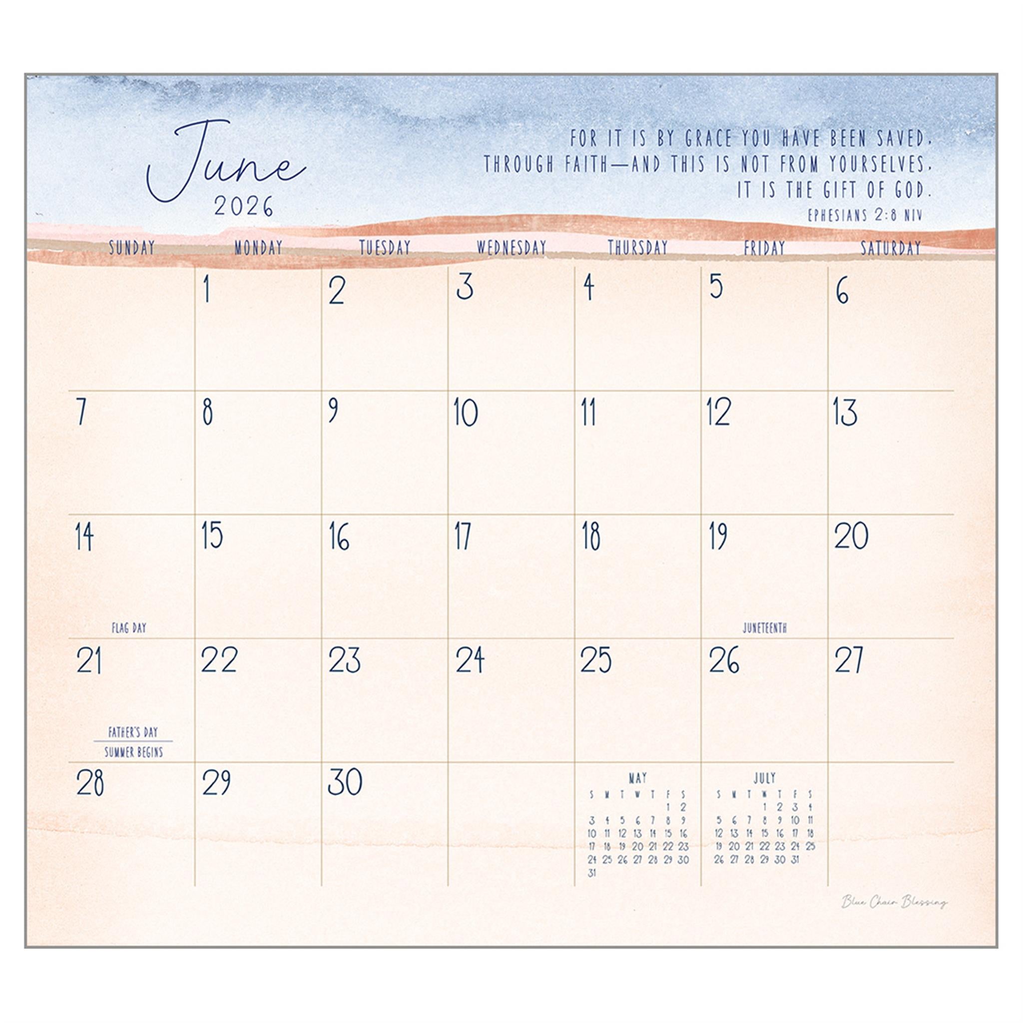 Calendrier mural de luxe Grace Upon Grace 2026 - Disponible uniquement en ligne