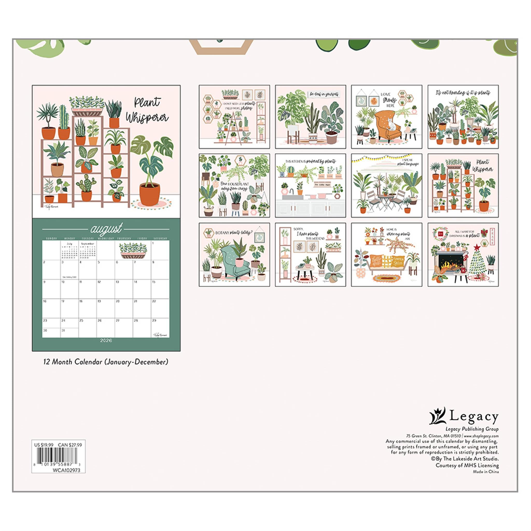 Calendrier mural de luxe Plant Lady 2026 - Disponible uniquement en ligne