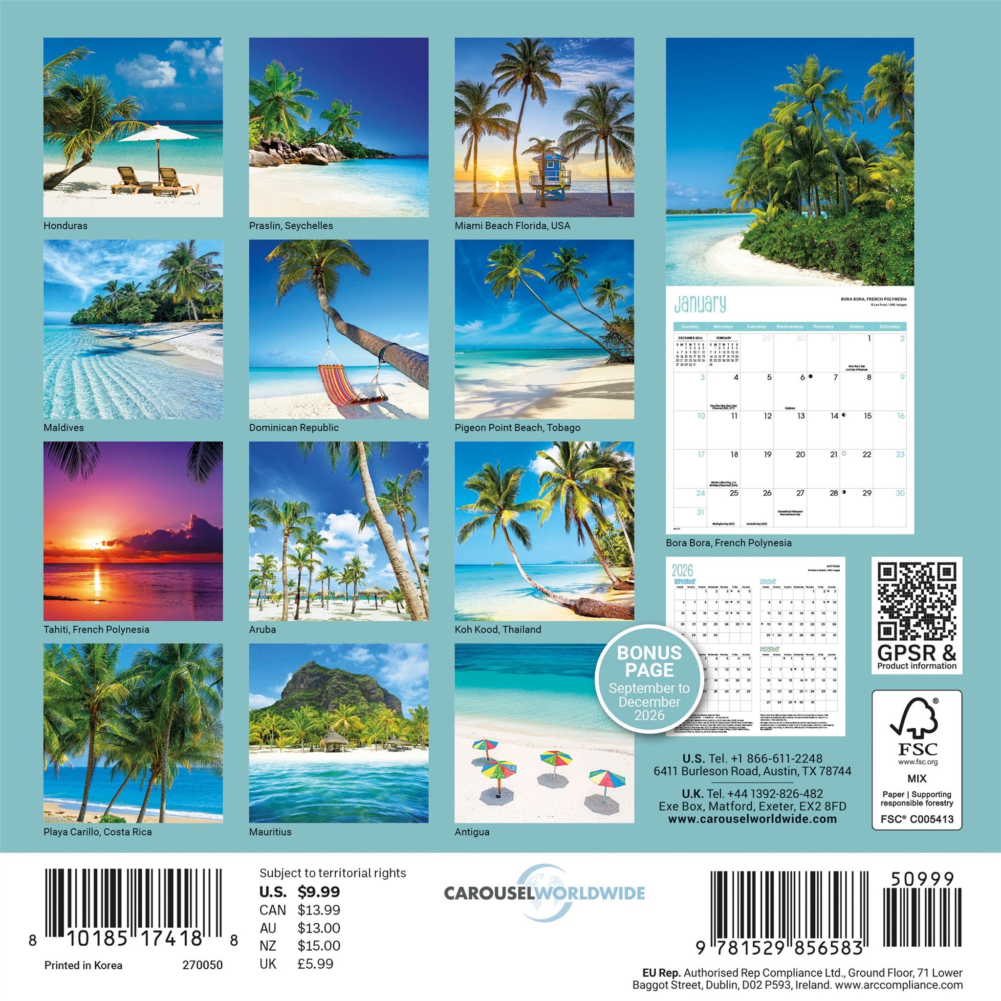 Mini calendrier Plages 2027