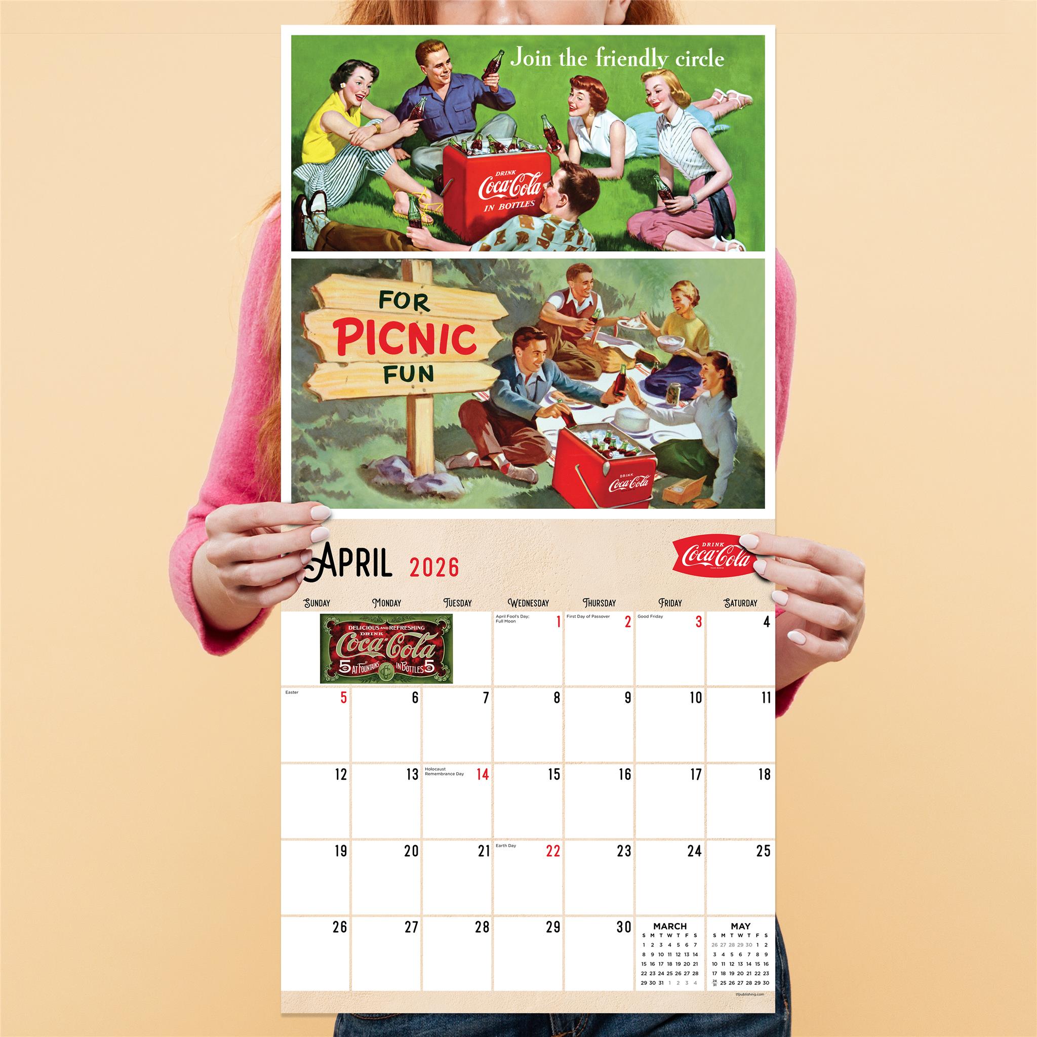Calendrier mural Coca-Cola Vintage Nostalgie 2026 - Disponible uniquement en ligne