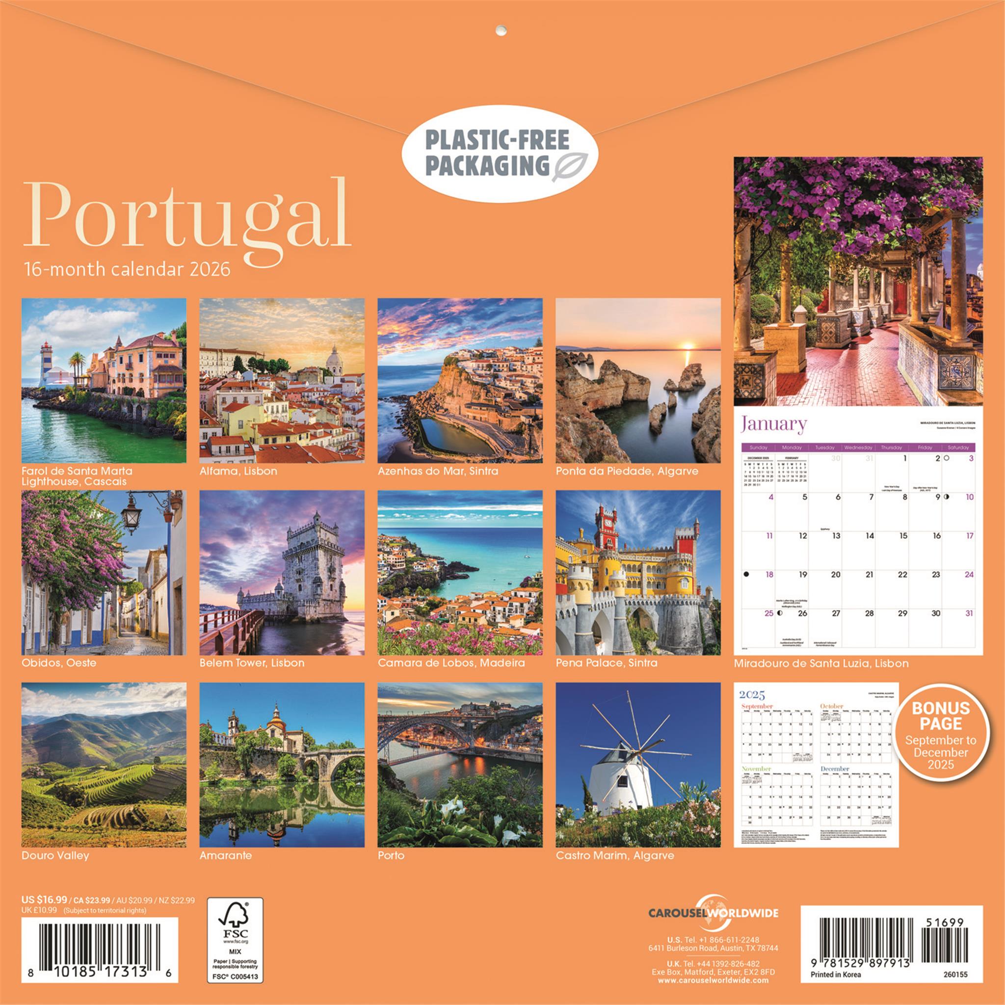 Calendrier mural Portugal 2026