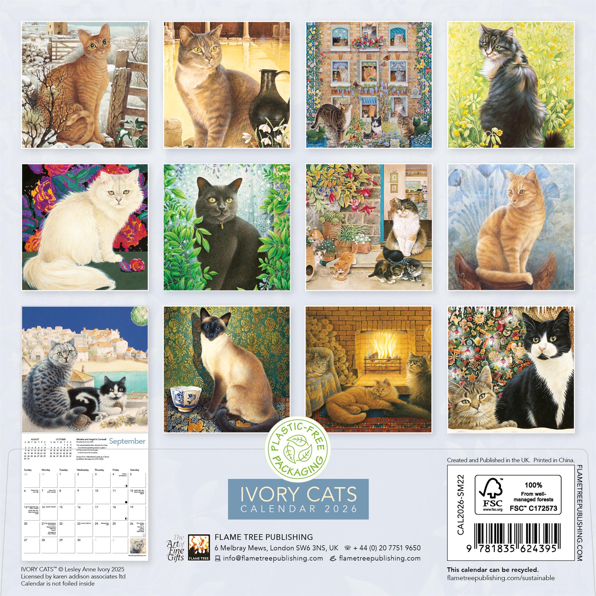 Mini-calendrier Ivory Cats 2026 - Disponible uniquement en ligne