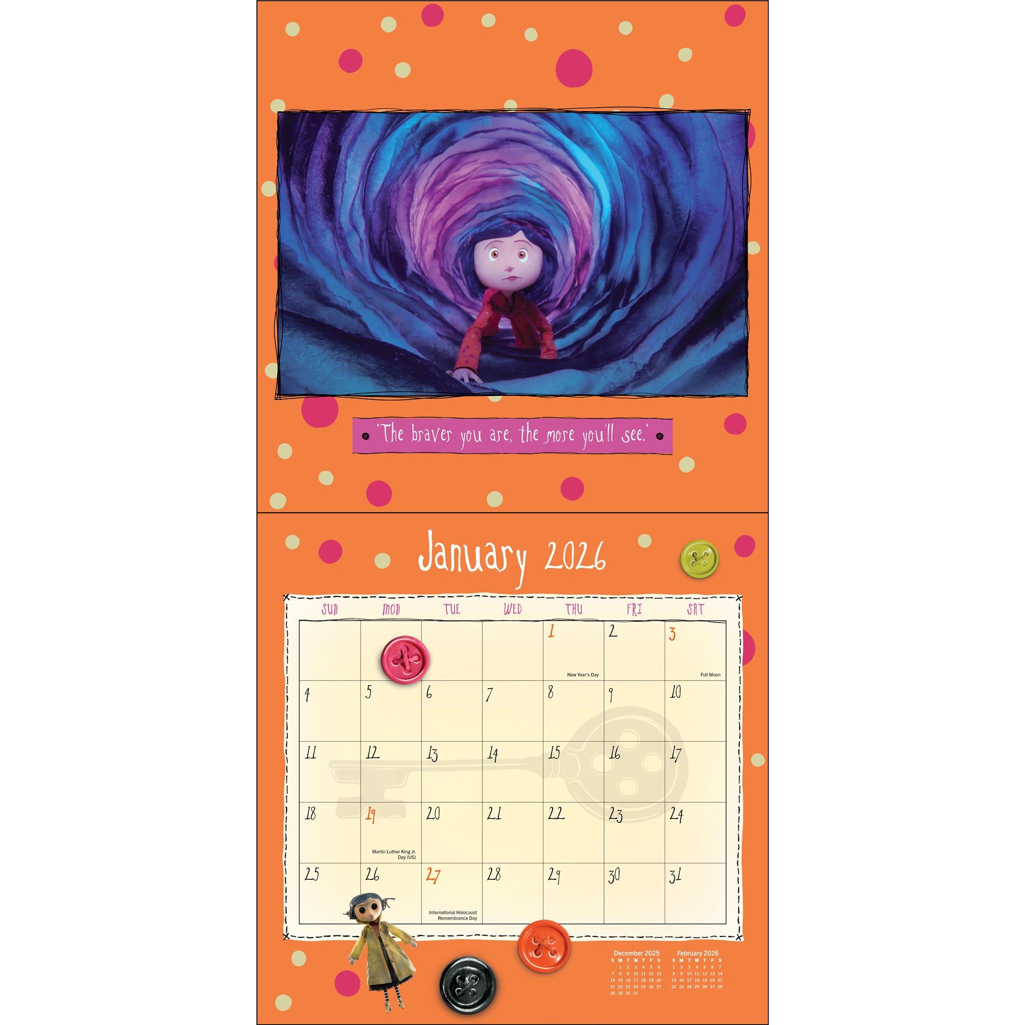 Calendrier mural Coraline 2026 - Disponible uniquement en ligne