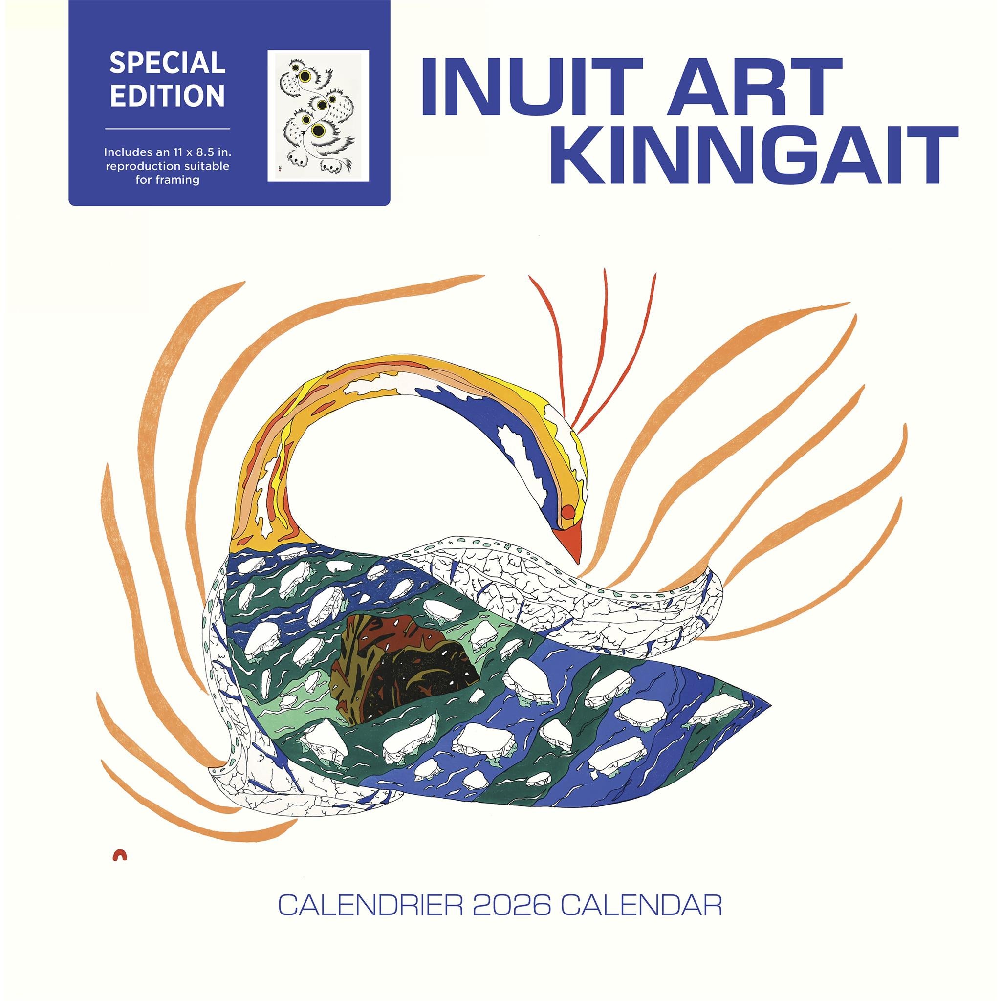 Calendrier mural édition spéciale 2026 d'Inuit Art Cape Dorset avec impression