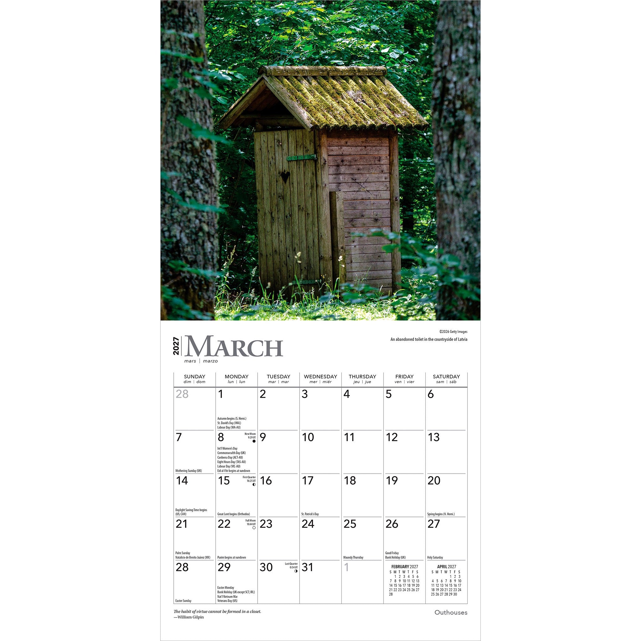Outhouses 2027 Mini Calendar