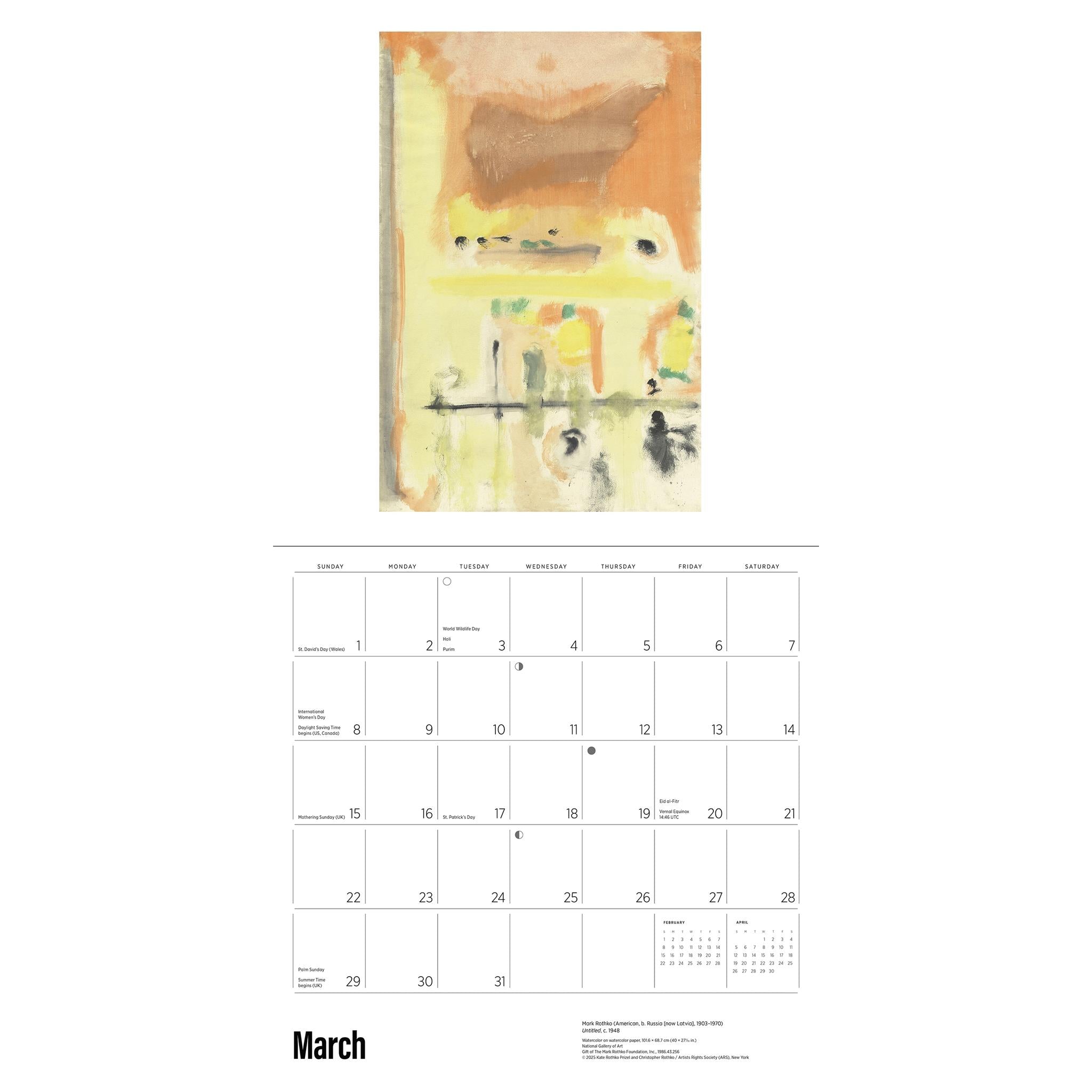 Rothko 2026 Wall Calendar