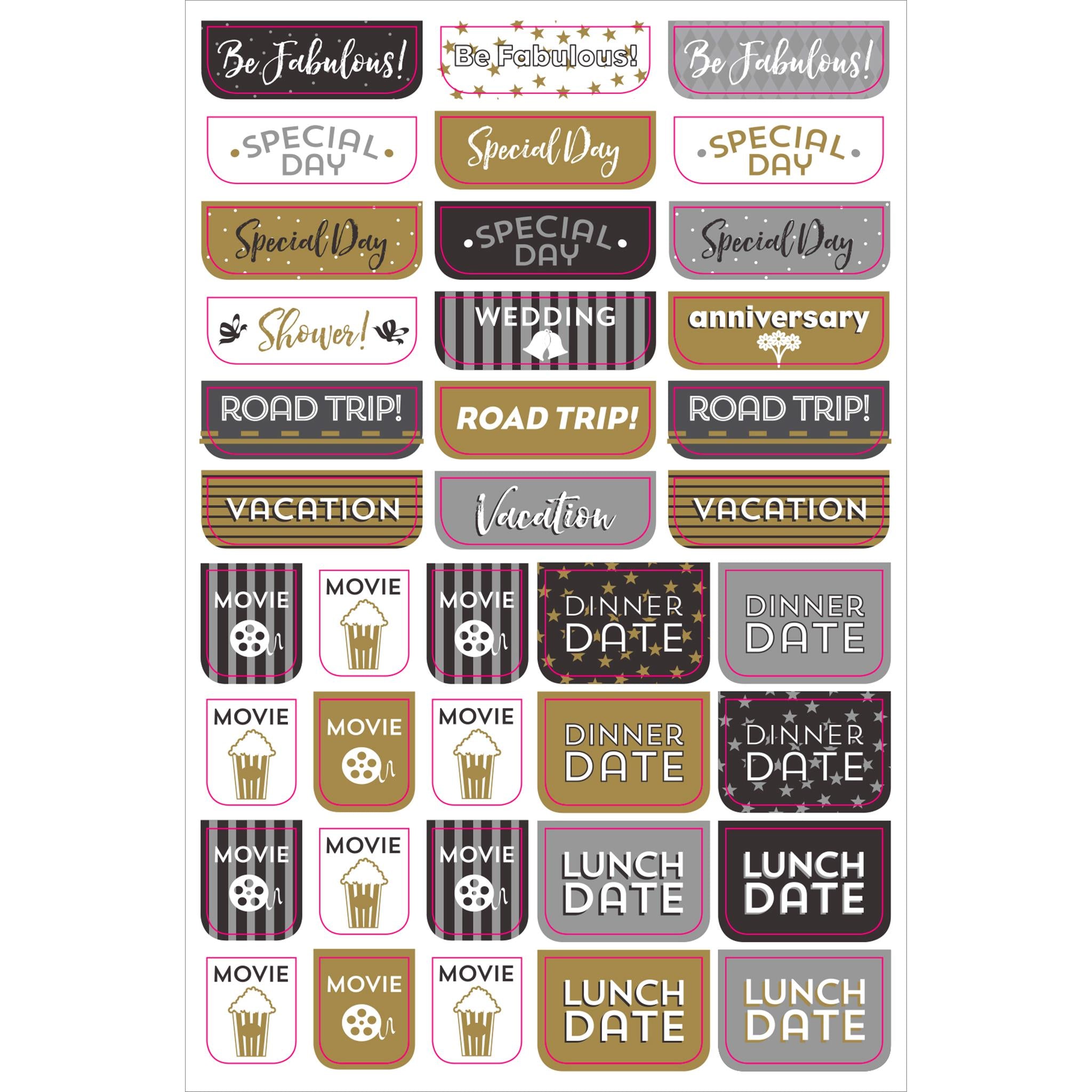Black and Gold Essentials Planner Stickers - Online Only
