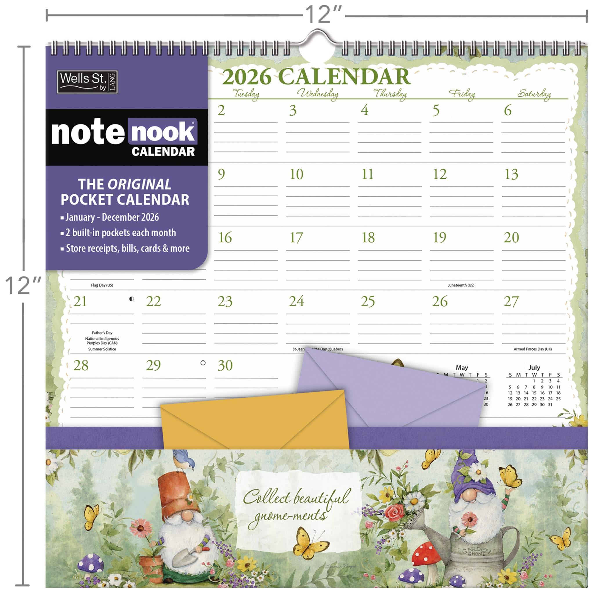 Gnomes Note Nook Wall  2026 Calendar