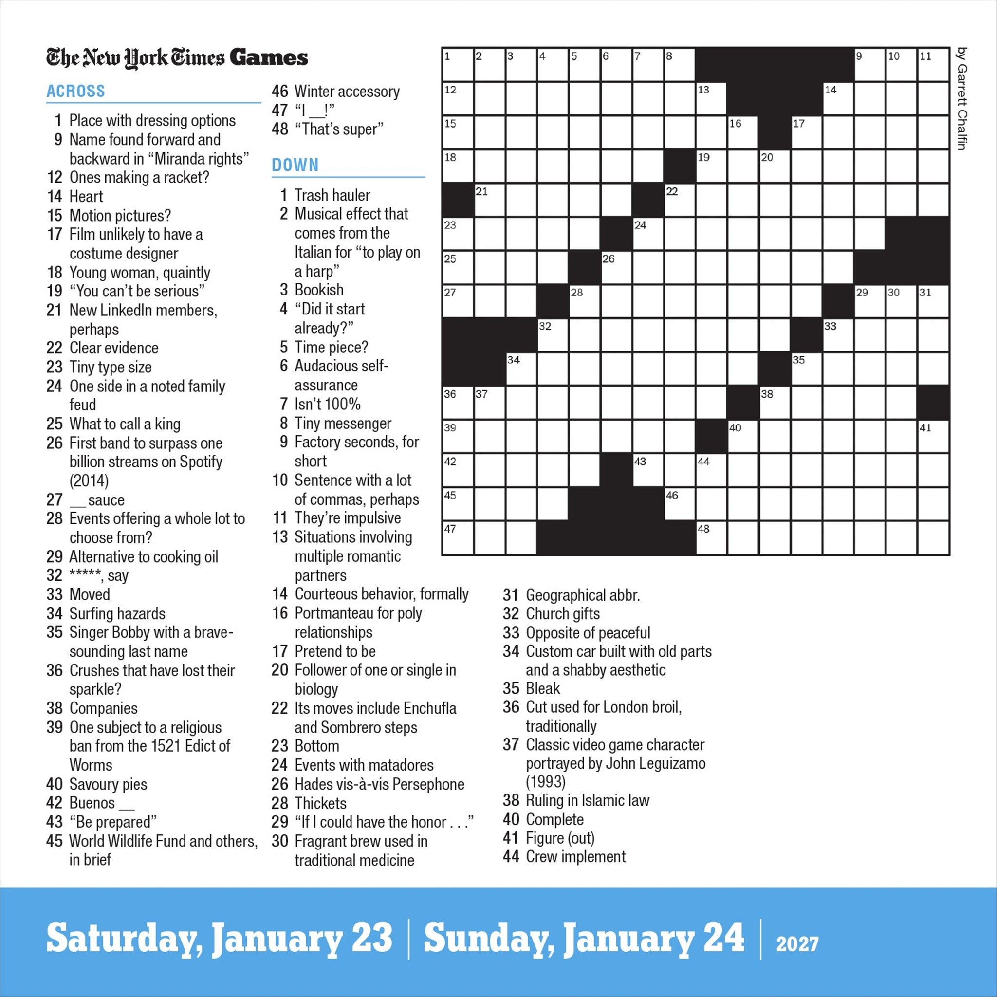 New York Times Daily Crossword 2027 Box Calendar
