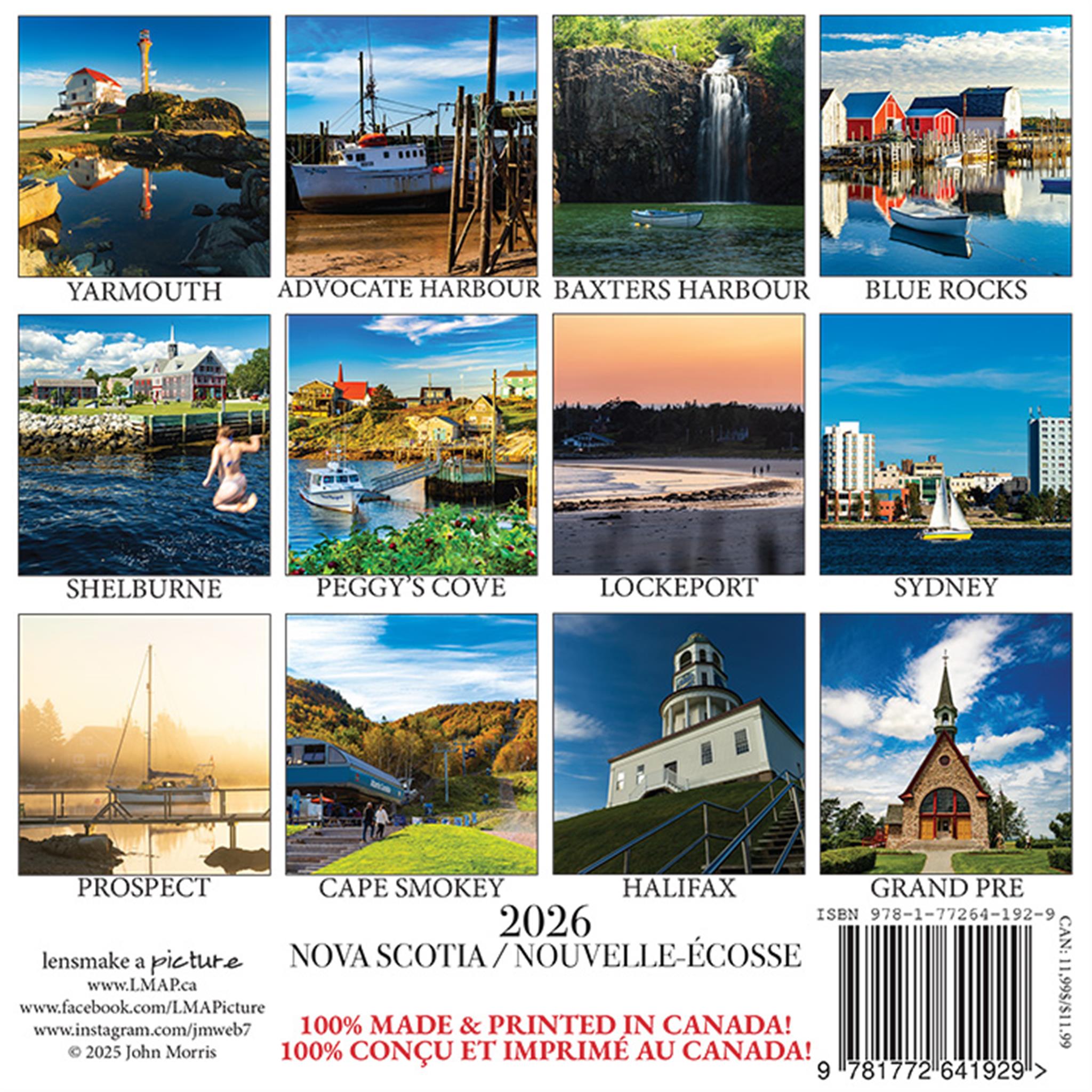 Mini calendrier 2026 de la Nouvelle-Écosse