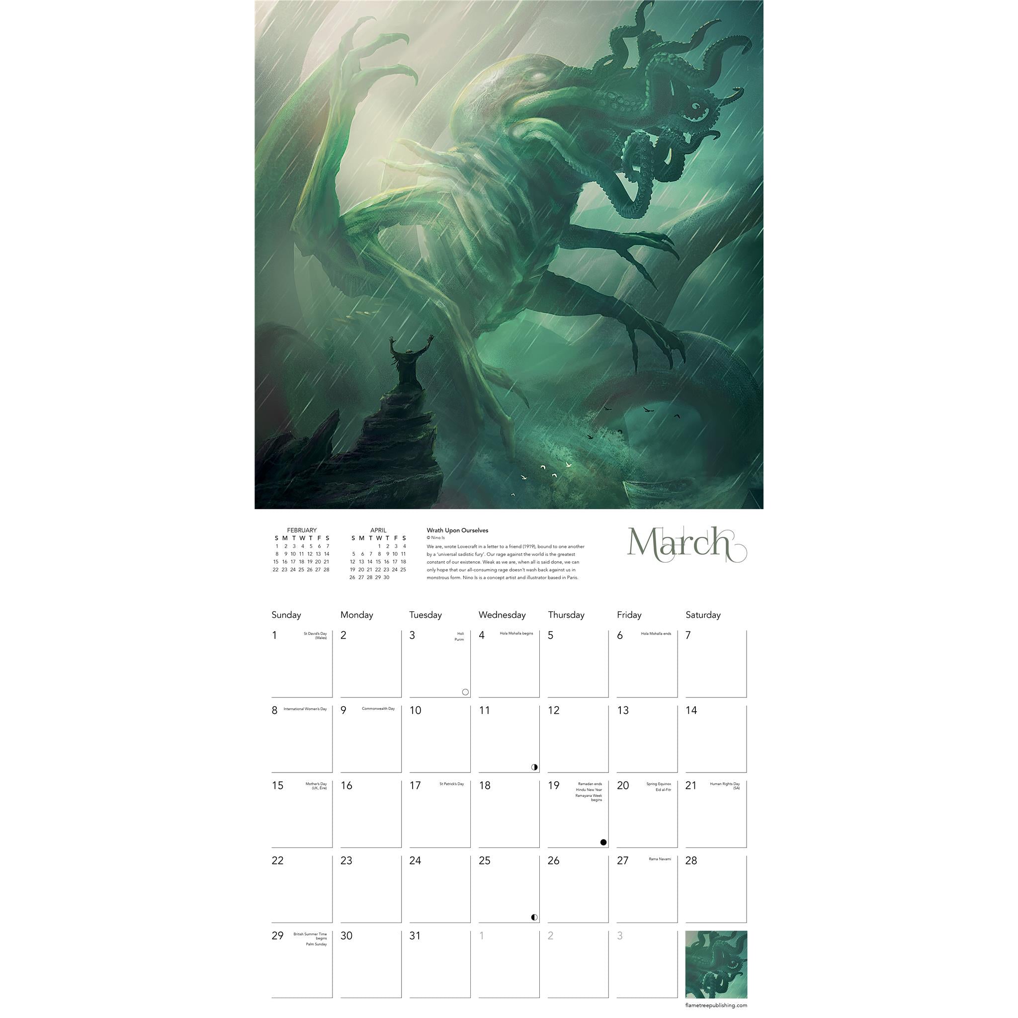 Calendrier mural Cthulhu 2026 - Disponible uniquement en ligne
