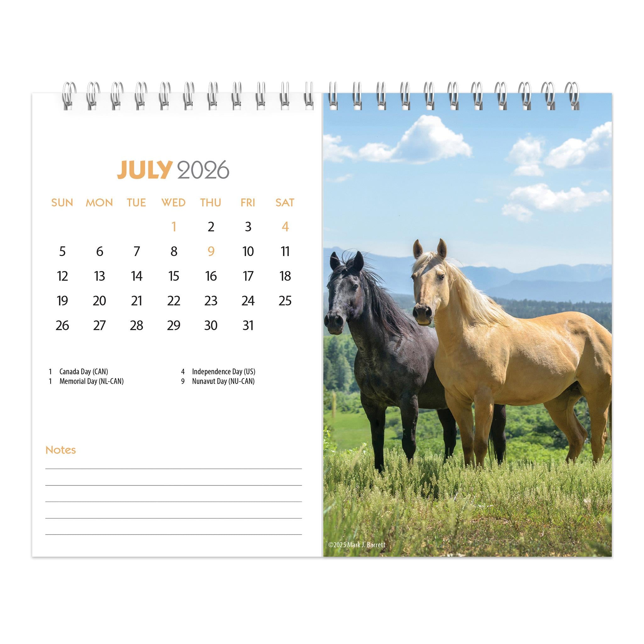 Calendrier chevalet double vue 2026 pour les amoureux des chevaux - Disponible uniquement en ligne