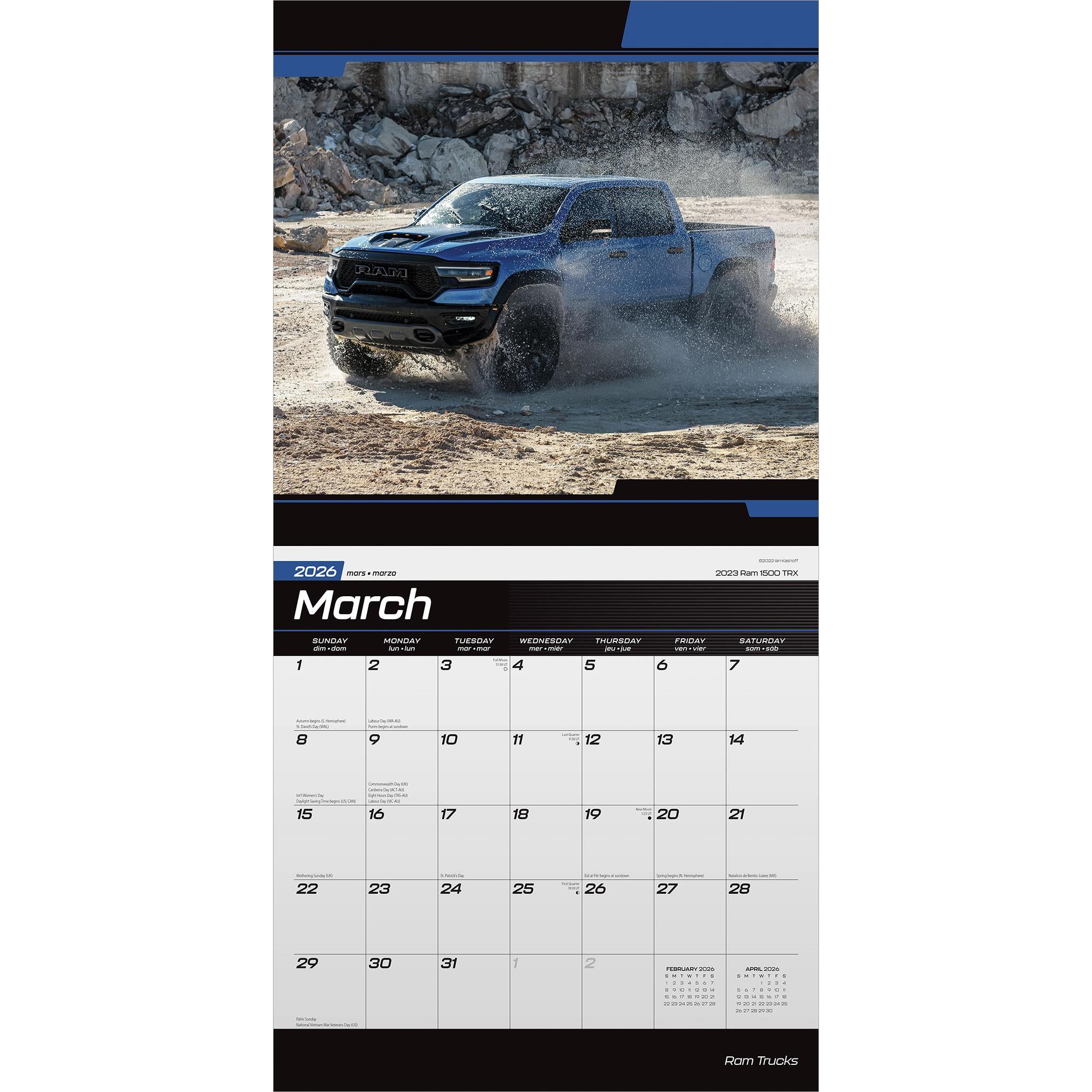 Dodge Ram Trucks 2026 Wall Calendar