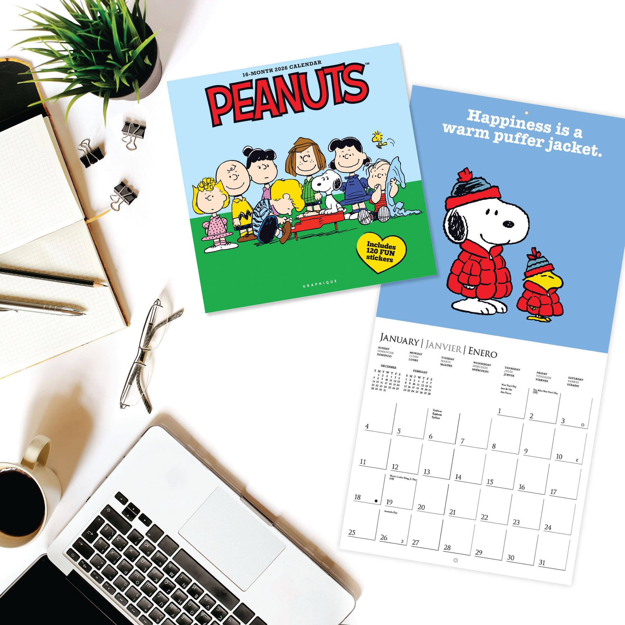 Calendrier mural Peanuts « Le bonheur c'est 2026 »