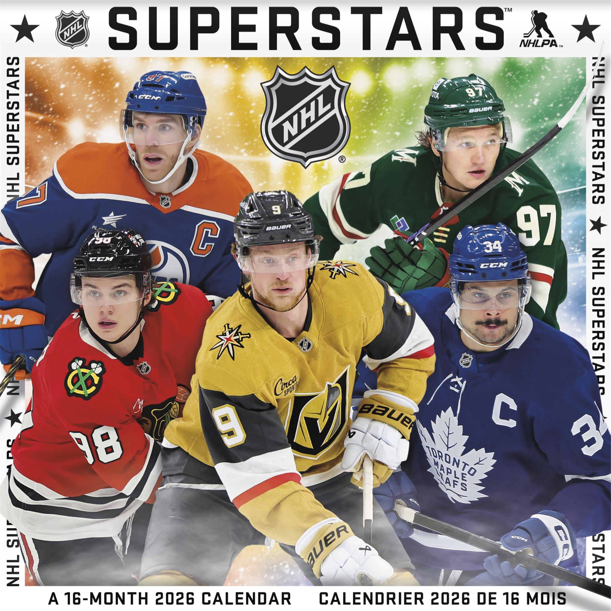 Calendrier mural bilingue des superstars de la LNH 2026