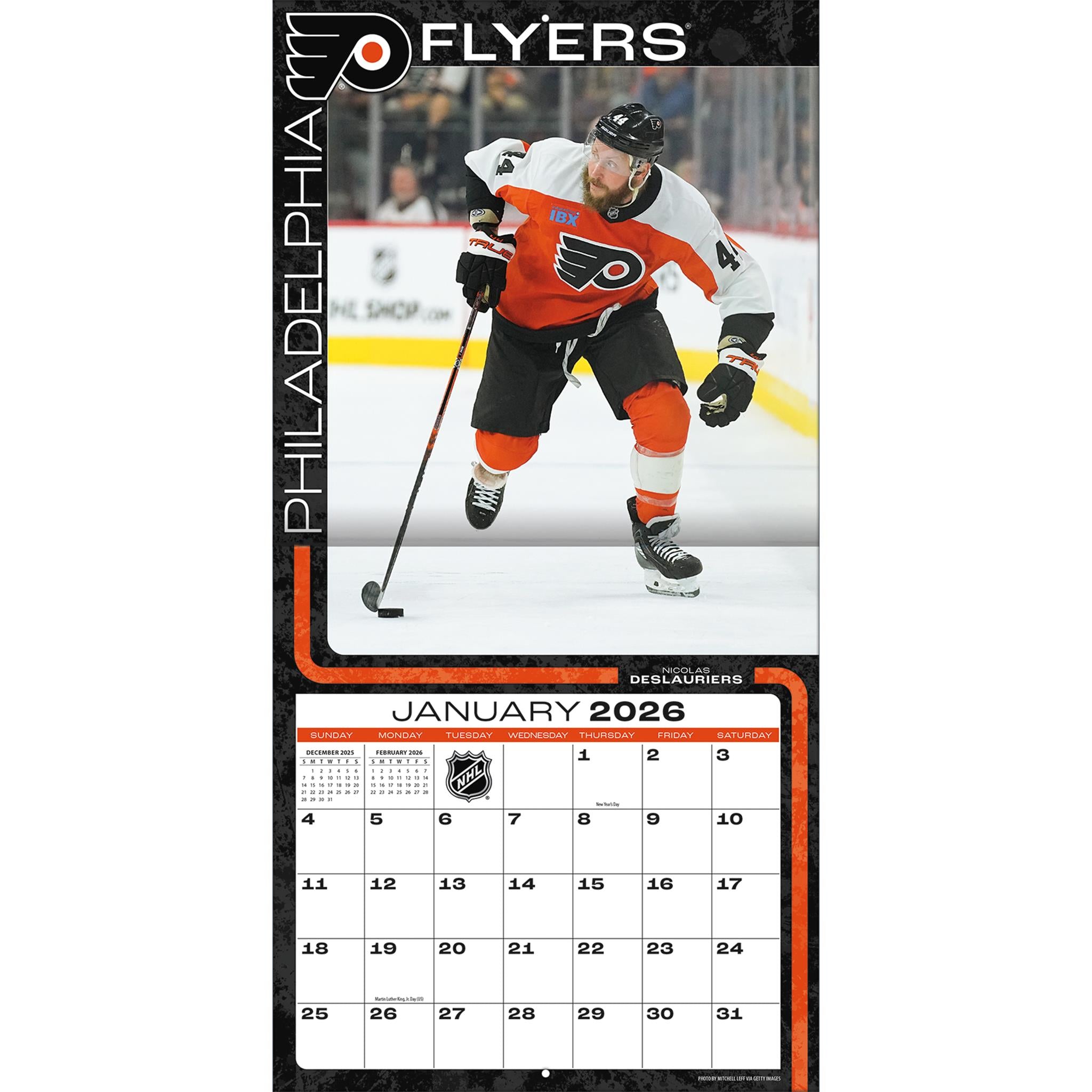 Calendrier mural 2026 des Flyers de Philadelphie (NHL)