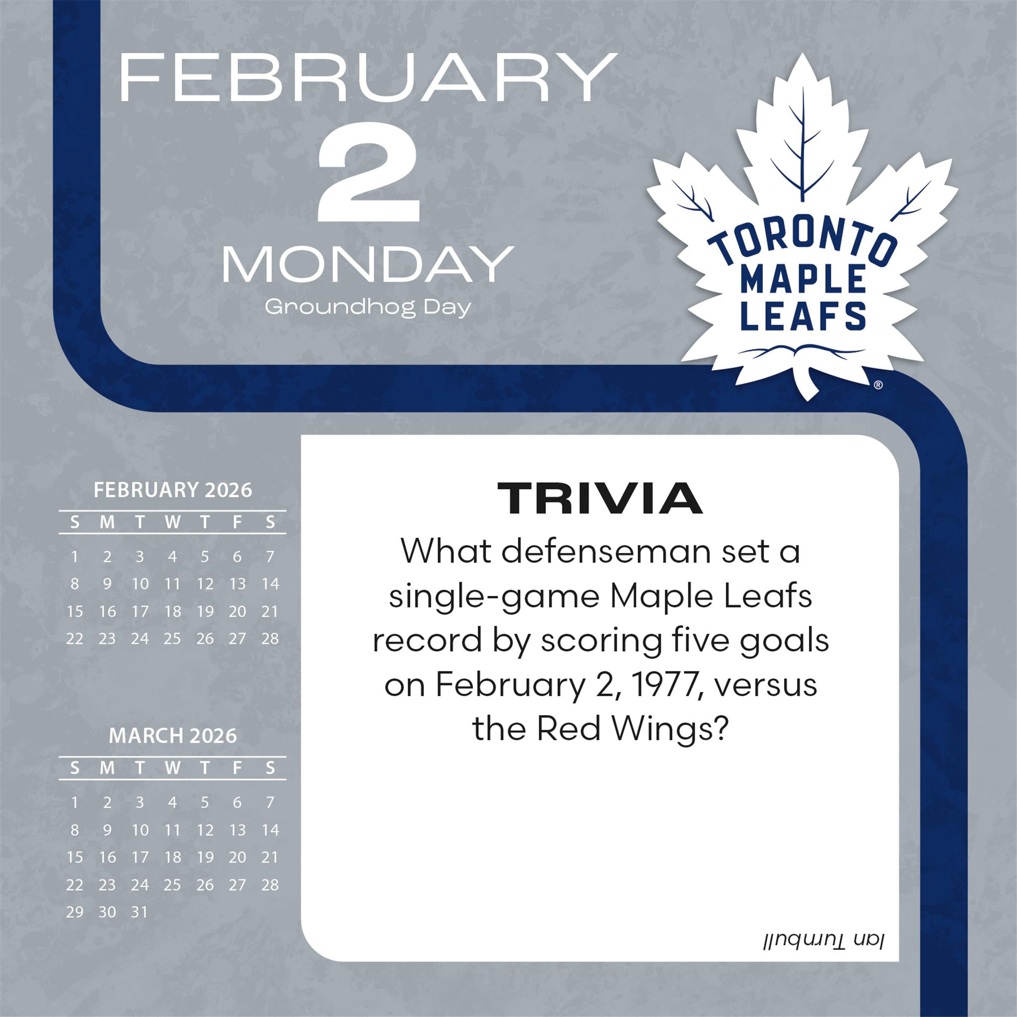 NHL Toronto Maple Leafs 2026 Box Calendar