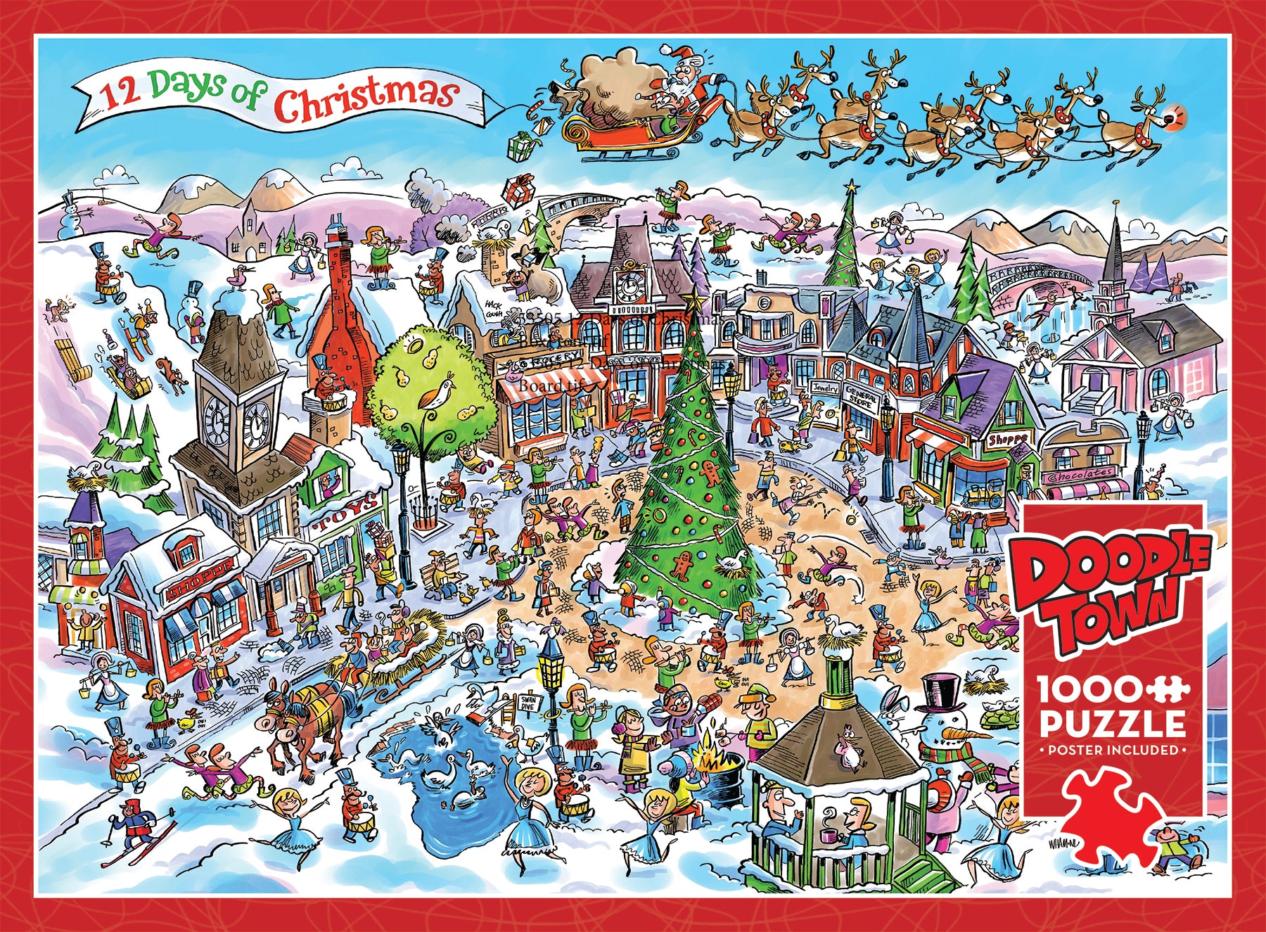 Puzzle DoodleTown 12 jours de Noël 1000 pièces