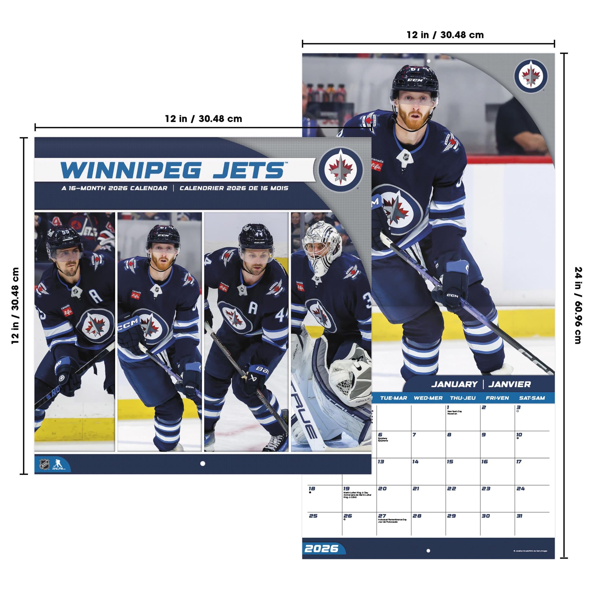 NHL Winnipeg Jets Bilingual 2026 Wall Calendar