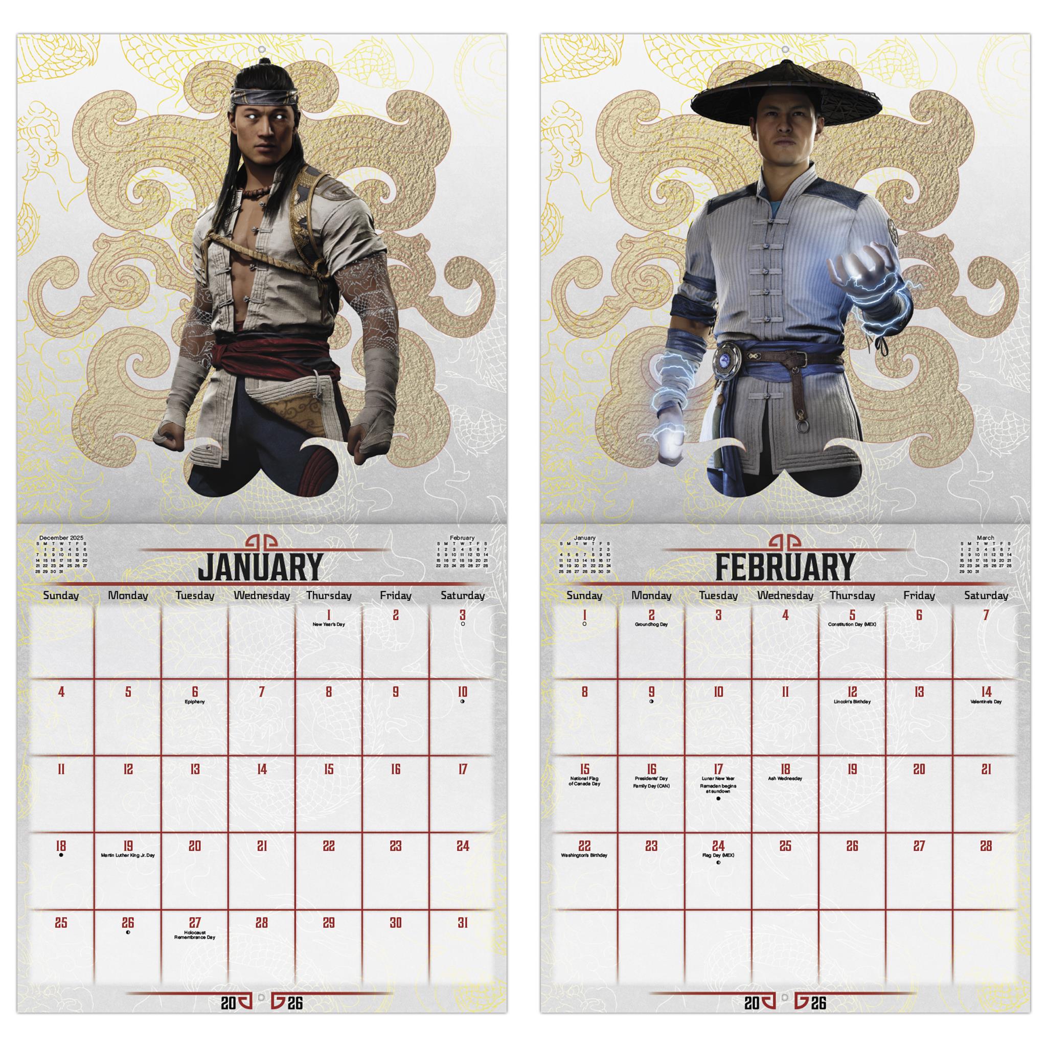 Calendrier mural Mortal Kombat 2026 - Disponible uniquement en ligne