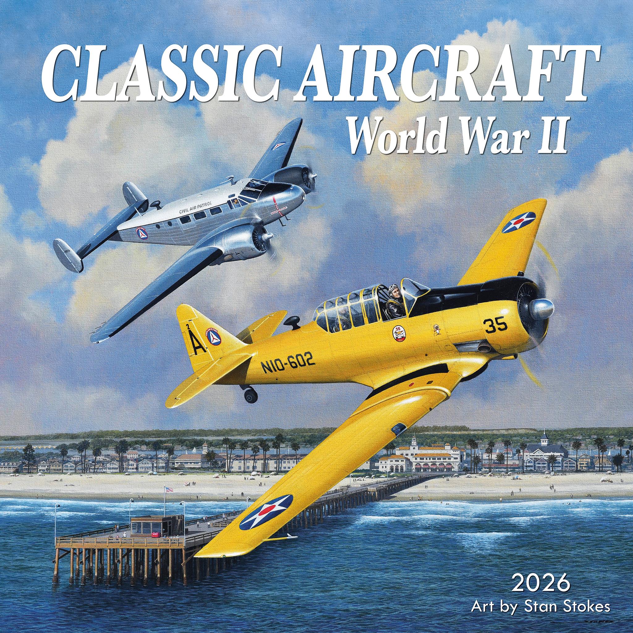 Calendrier mural 2026 des avions classiques de la Seconde Guerre mondiale