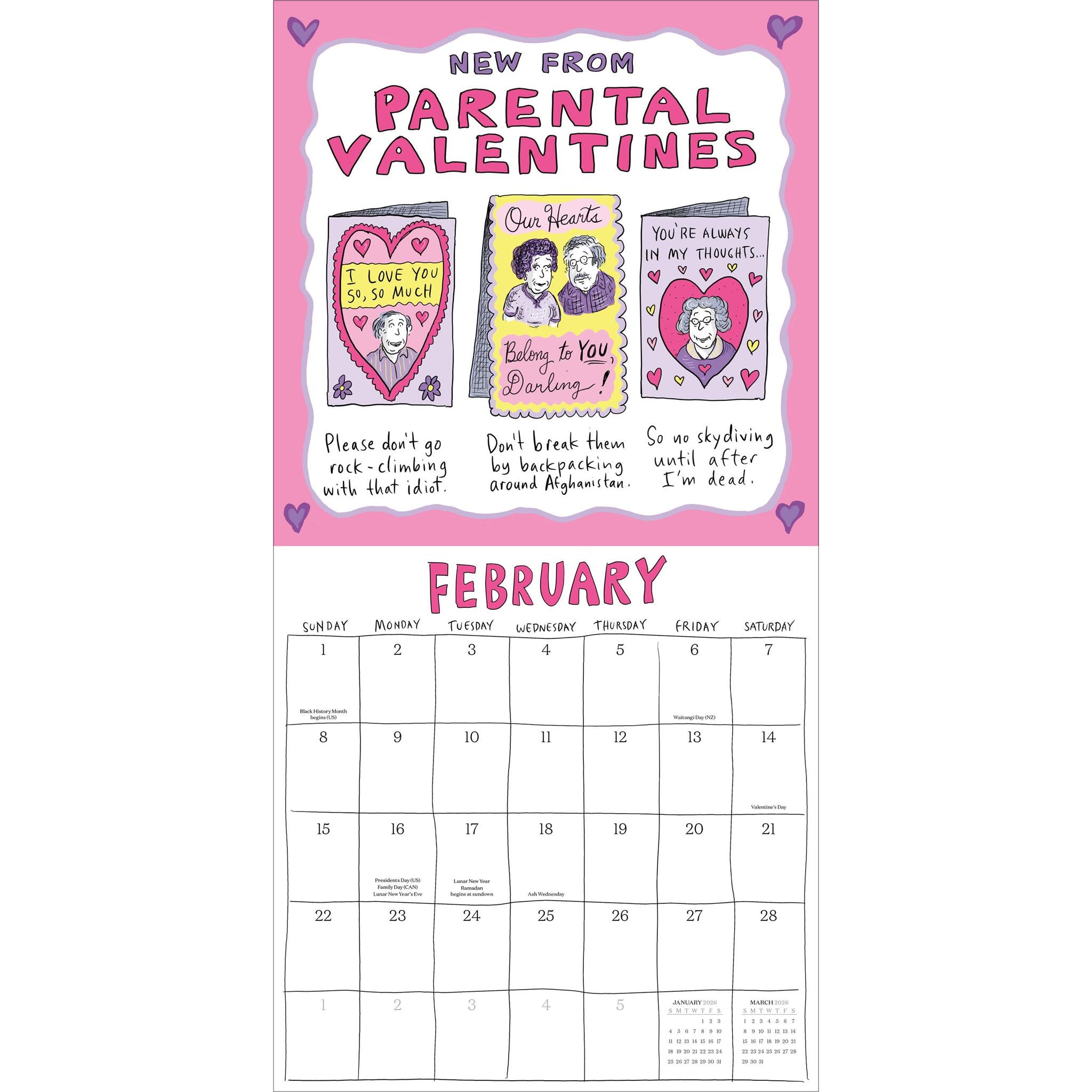 Calendrier mural Roz Chast 2026 - Disponible uniquement en ligne
