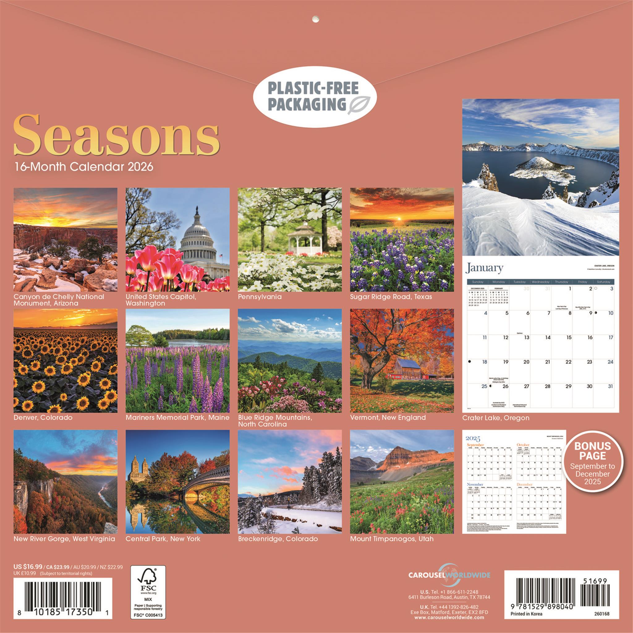 Calendrier mural des saisons 2026