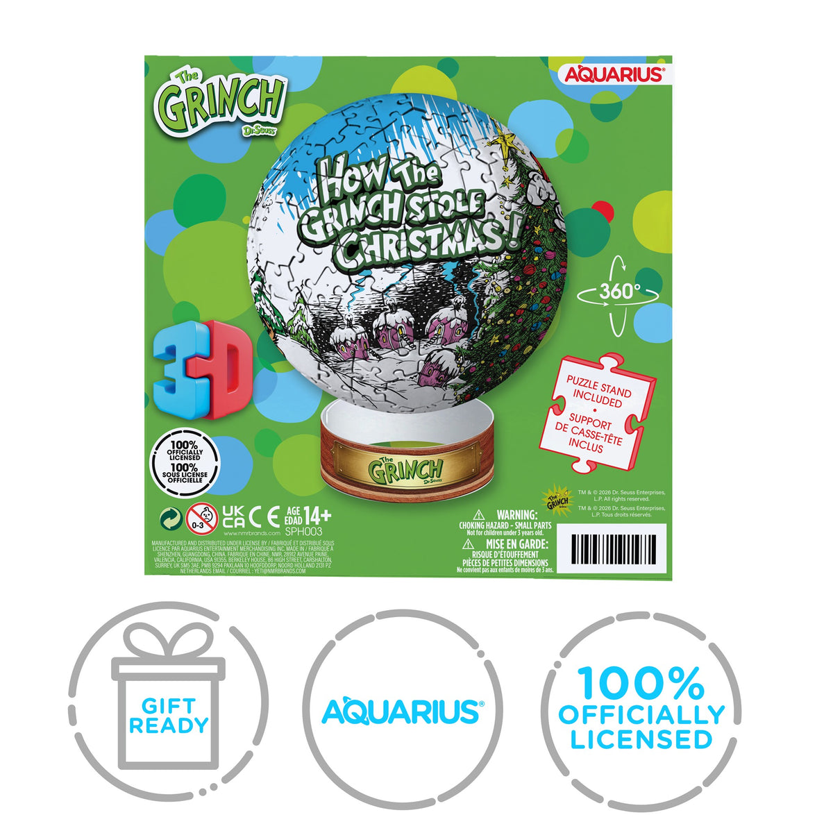 Puzzle 3D sphérique Grinch de 212 pièces