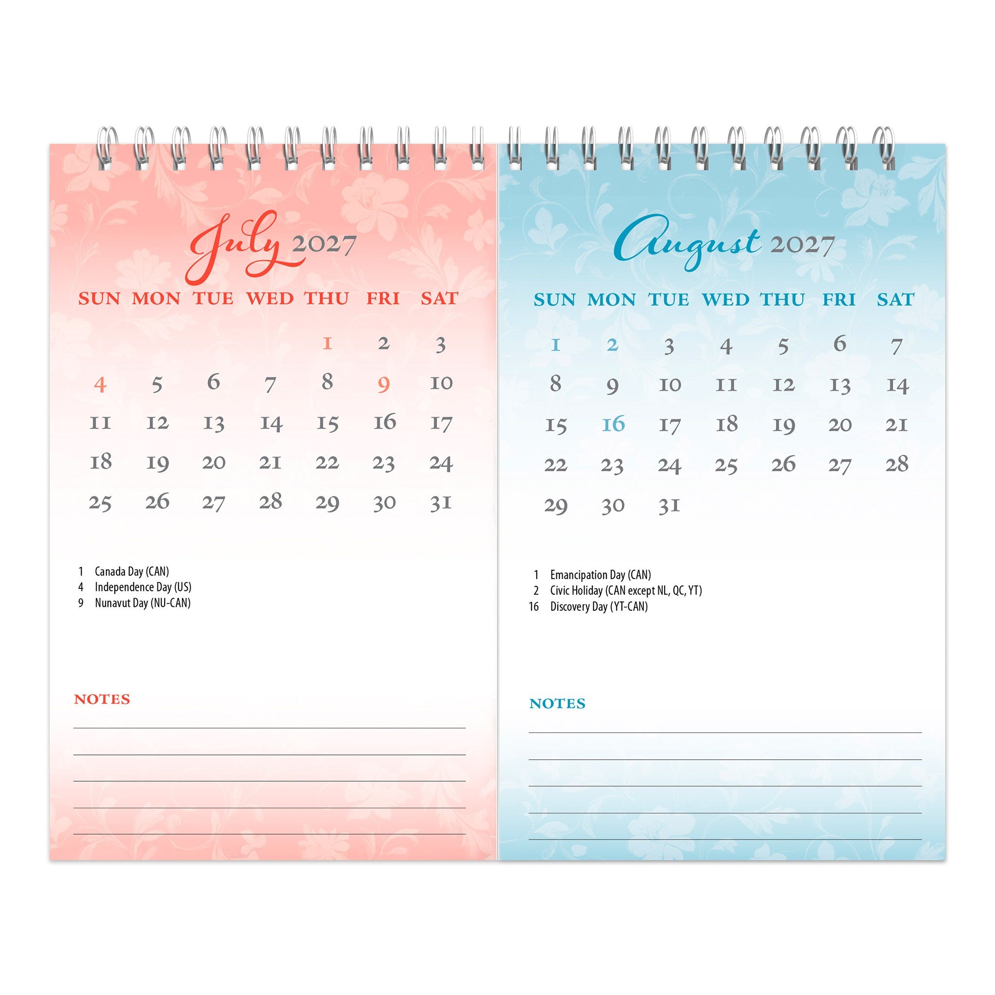Patterned Double-View 2027 Easel Calendar