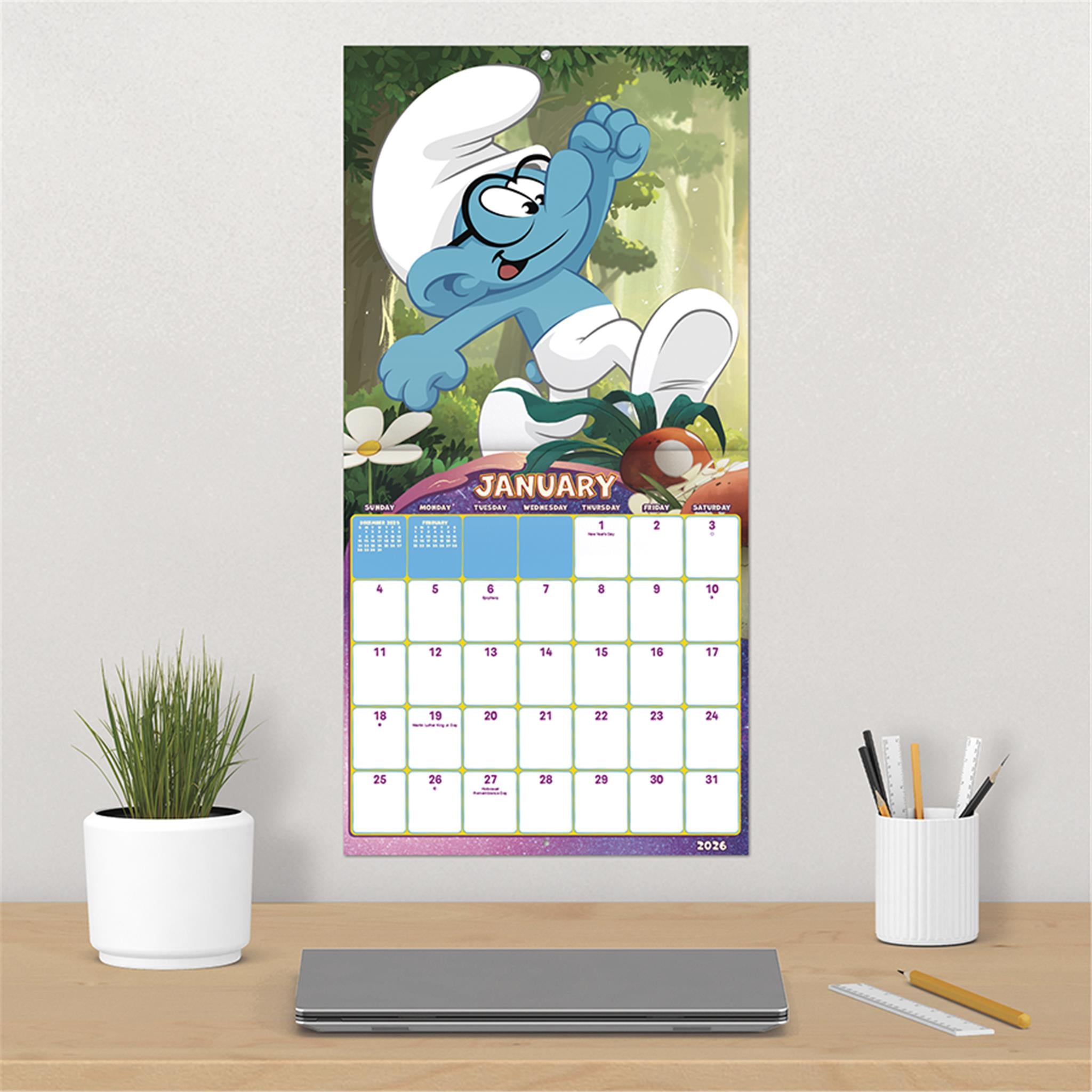 Calendrier mural Les Schtroumpfs 2 2026 - Disponible uniquement en ligne