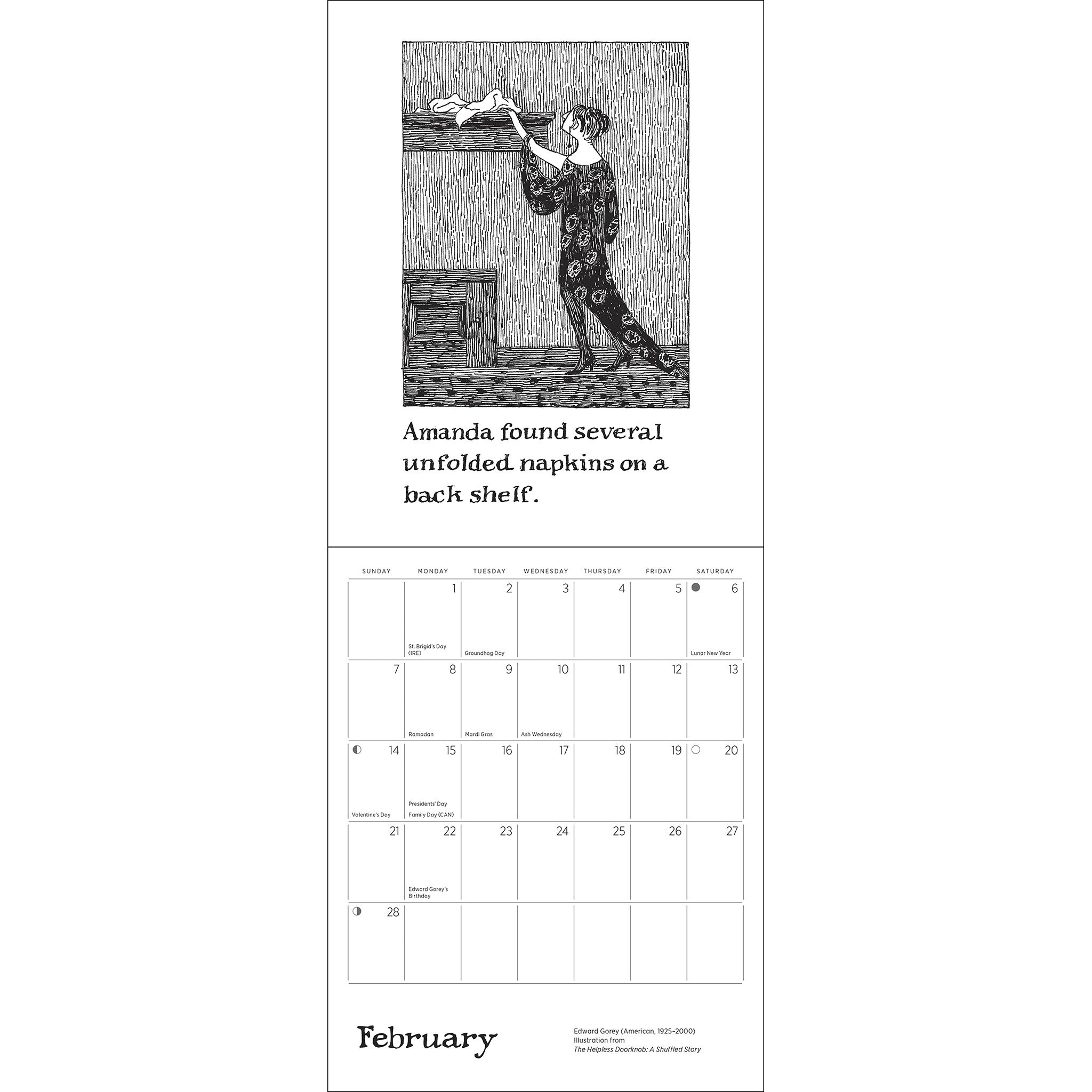 Edward Gorey The Helpless Doorknob 2027 Mini Calendar - Online Only