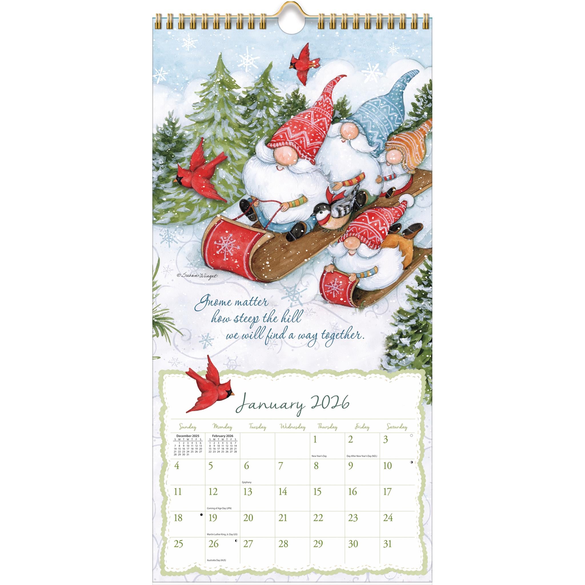 Gnome Sweet Gnome 2026 Slim Calendar