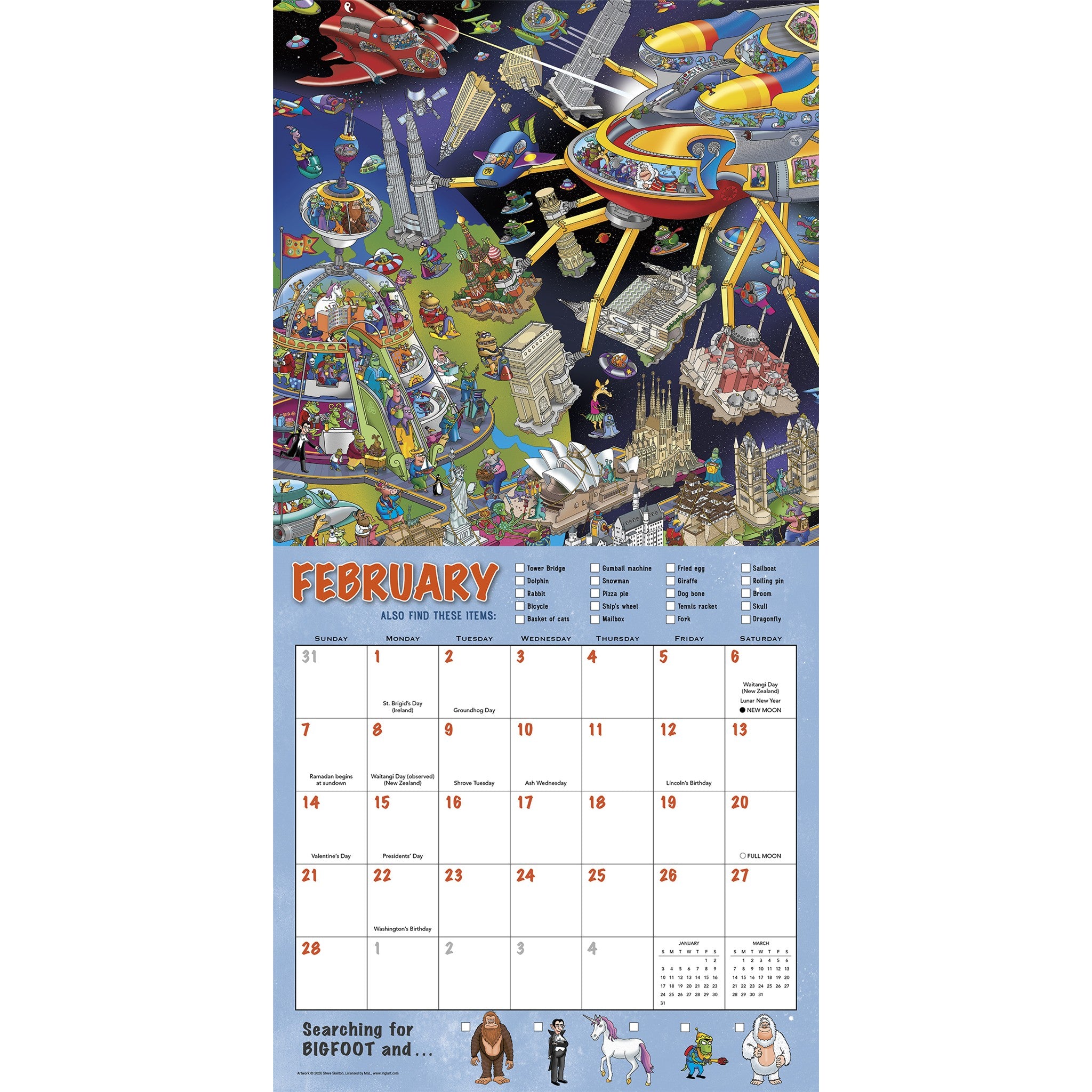 Searching for Bigfoot and His Other Hidden Friends 2027 Wall Calendar