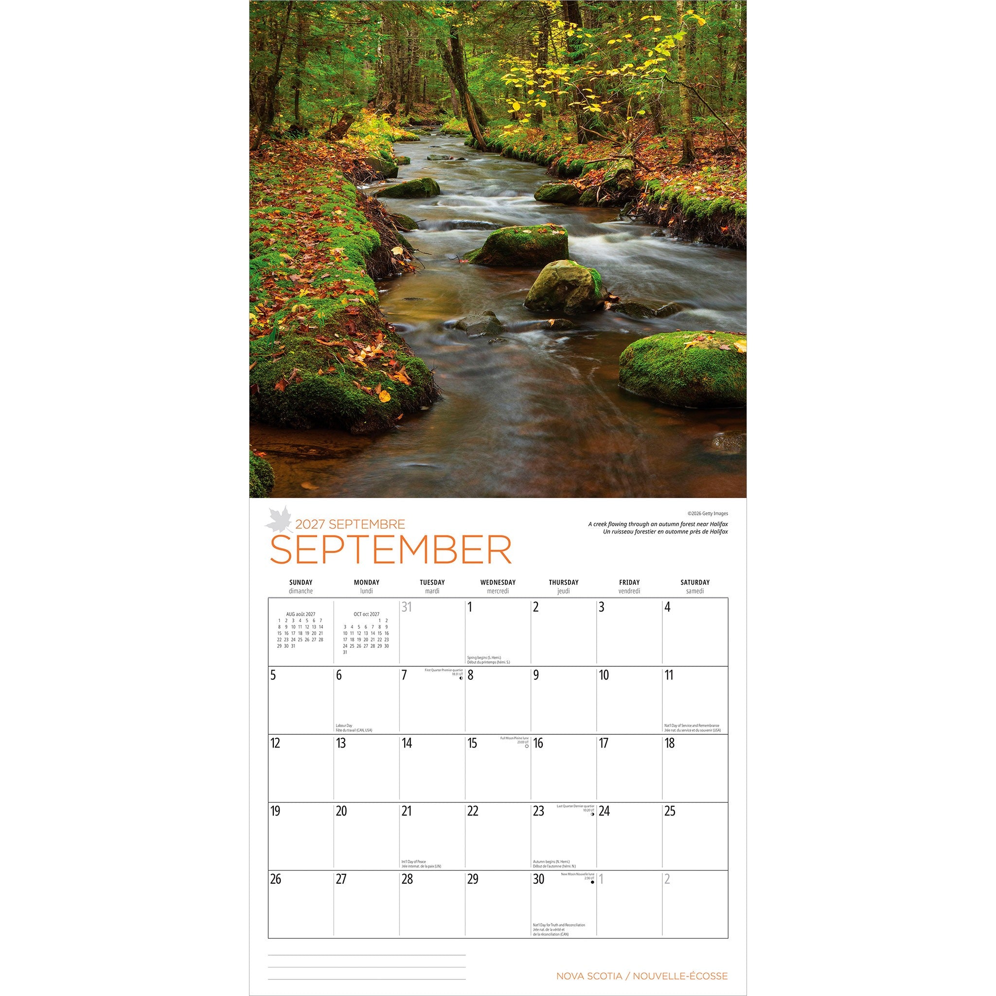 Nova Scotia / Nouvelle-Écosse 2027 Wall Calendar