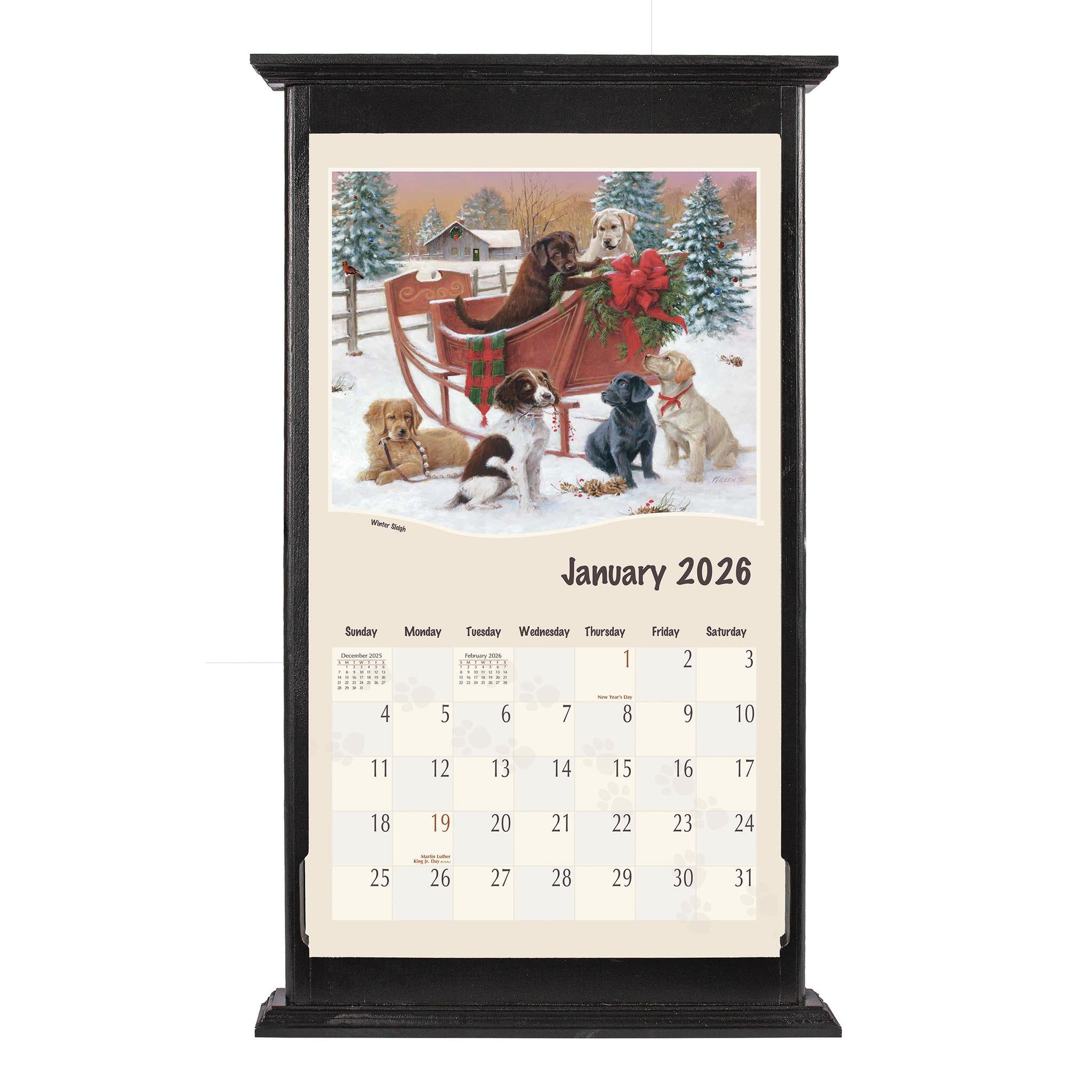 Calendrier mural 2026 « Les amoureux des chiens » - Disponible uniquement en ligne