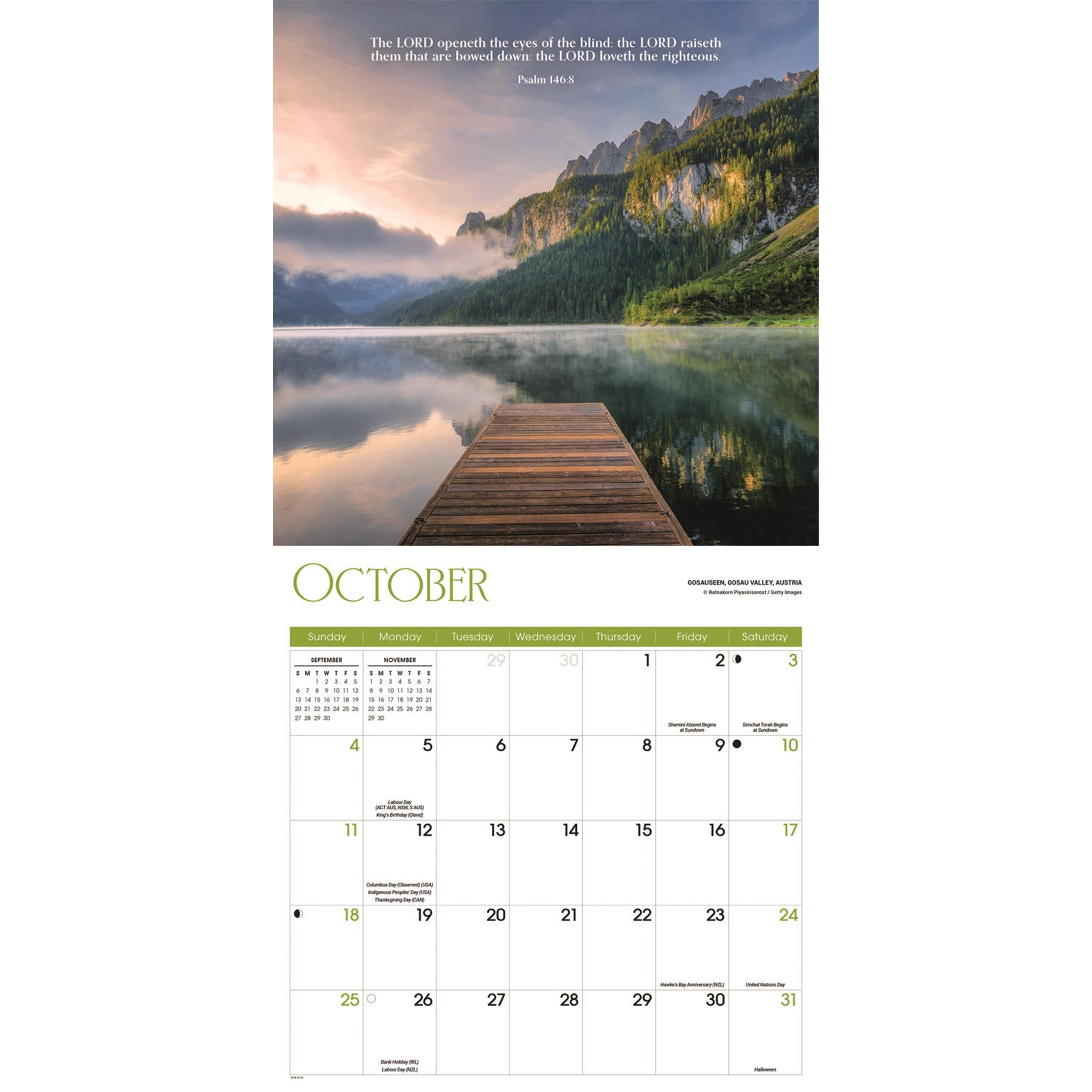 Calendrier mural des Psaumes 2026