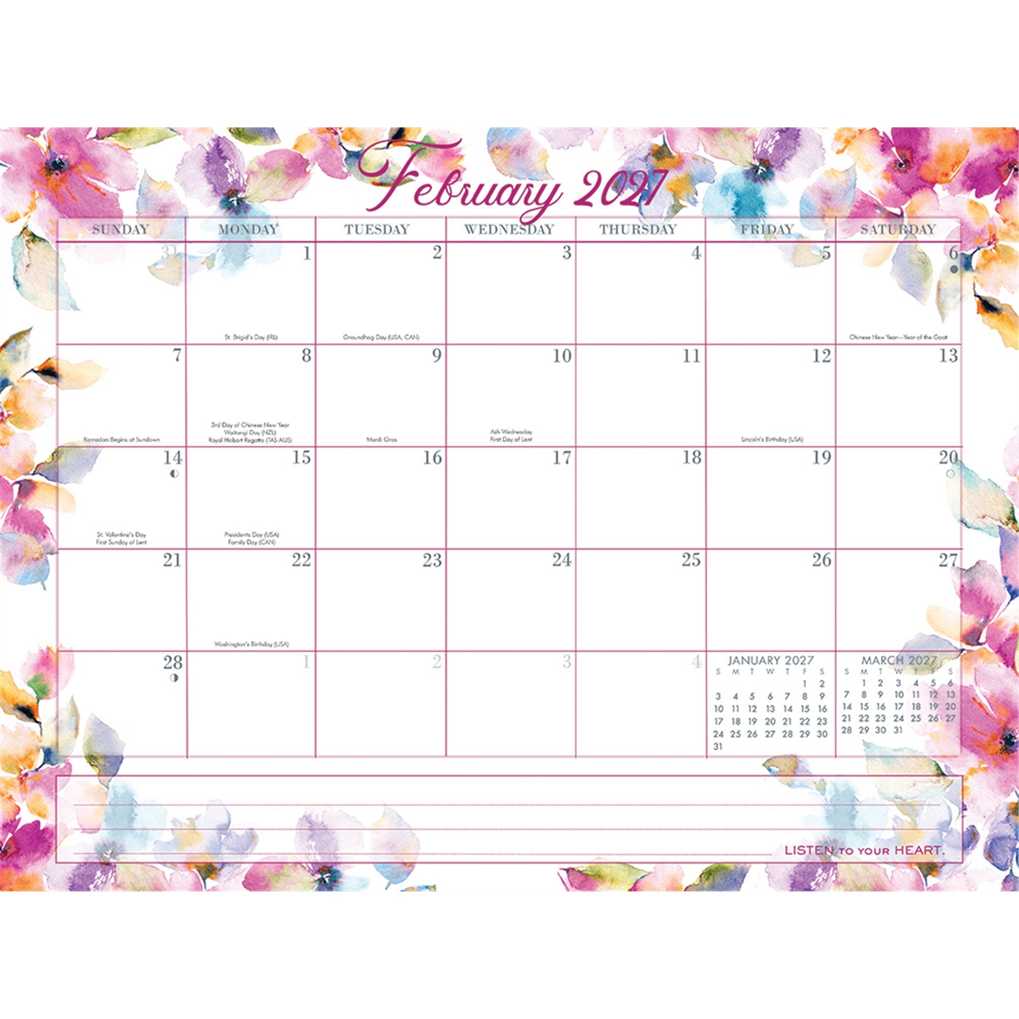Watercolour Super Jumbo Magic Grip Exclusive 2026-2027 Wall Calendar